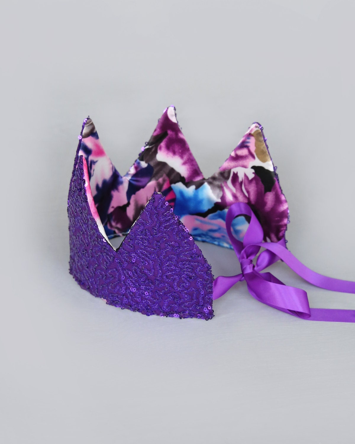 Dress Up Crown - Sequin Crown - Birthday Crown - Purple Floral Crown Reverse Purple Sequins - Fits all