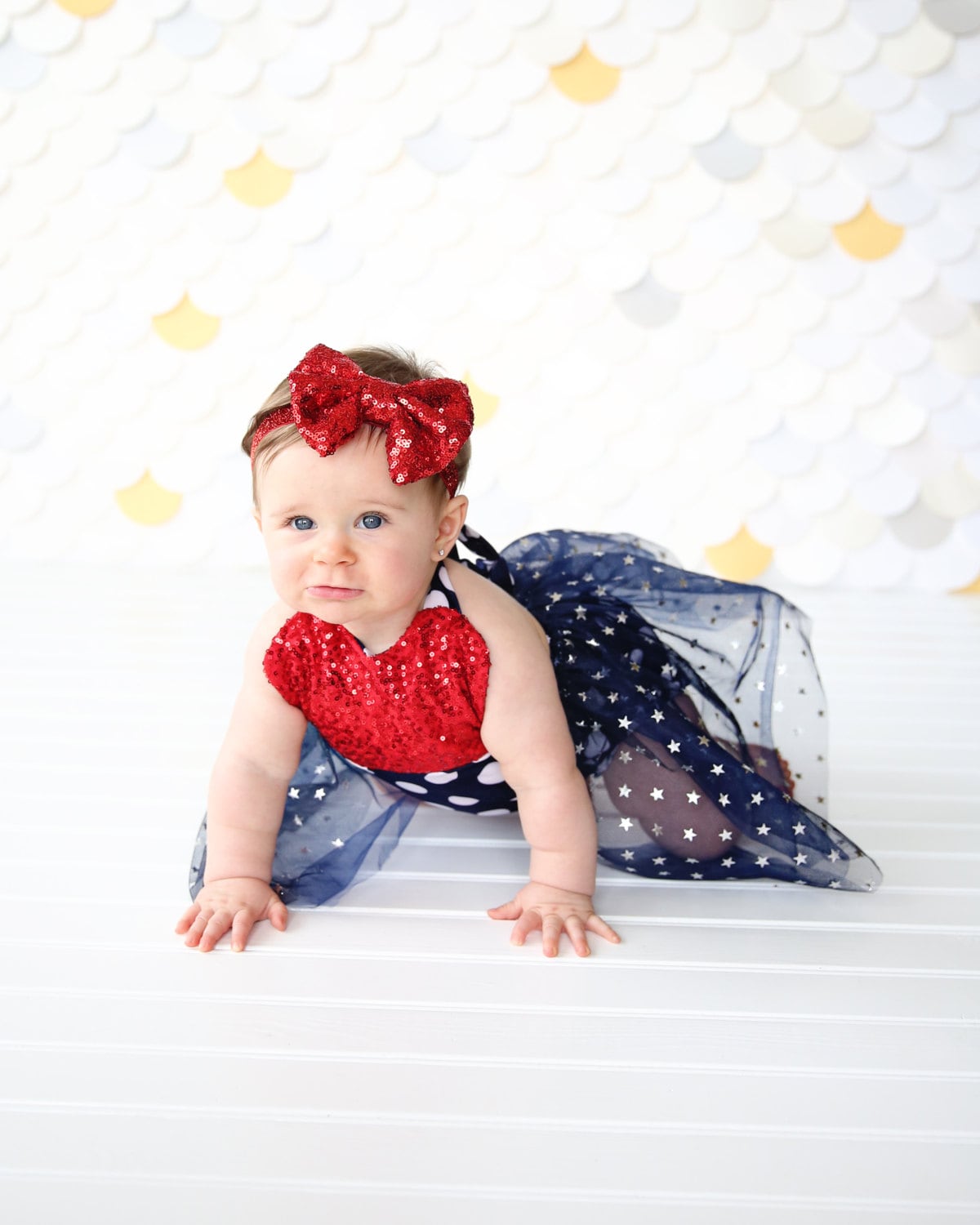 Romper - Tulle skirted, Skirted, Sequin Top Romper - Sequin Romper - Princess - Birthday Romper - Photoshoot - Red, White and Blue Romper