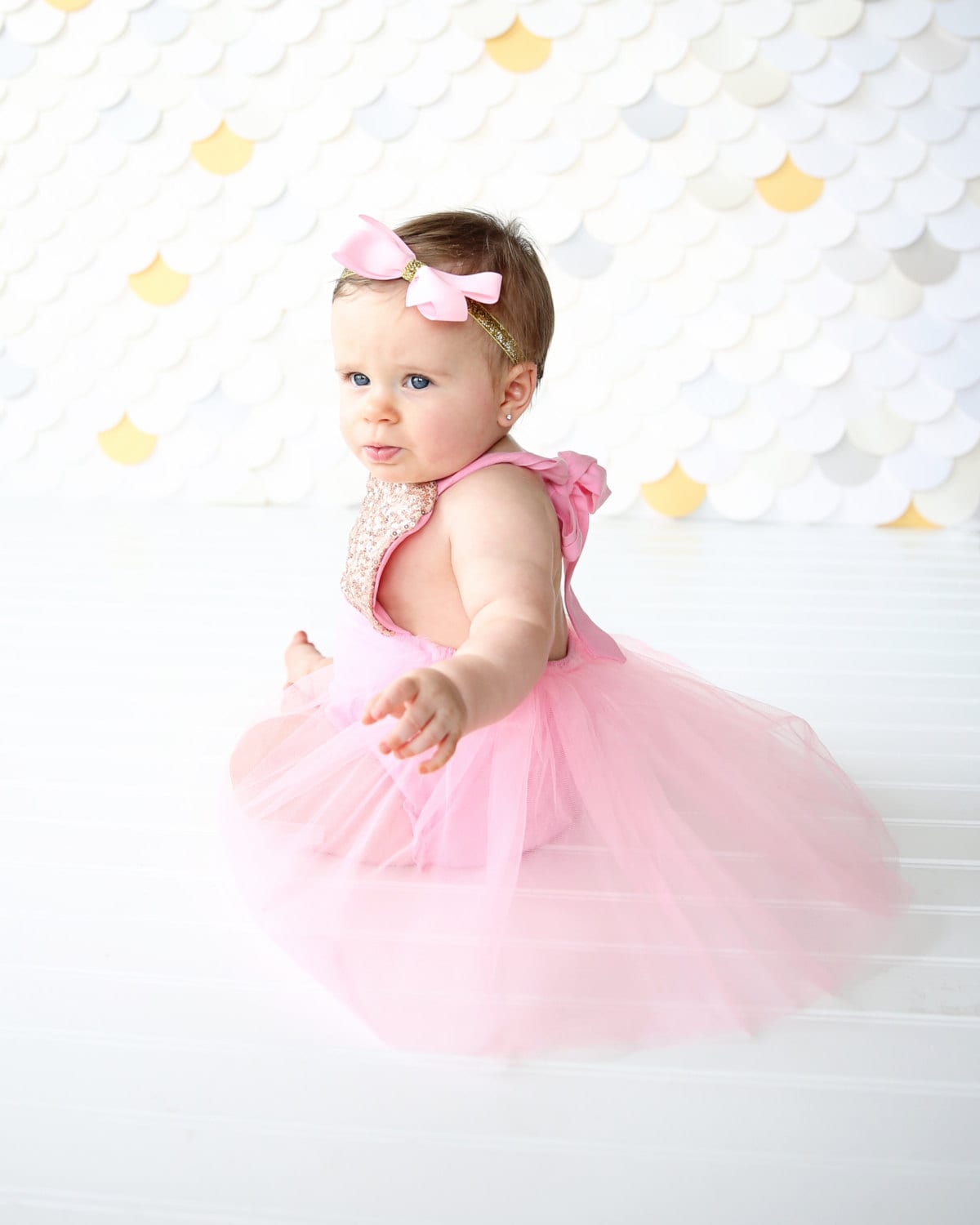 Romper - Tulle skirted, Skirted, Sequin Top Romper - Sequin Romper - Birthday Romper - Photoshoot - Pink and Rose Gold Sequin Romper