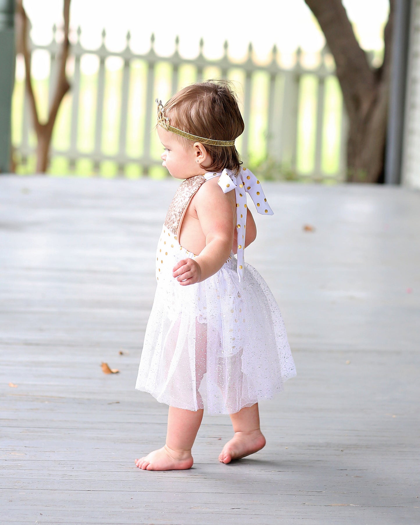 Romper - Tulle skirted, Skirted, Sequin Top Romper - Sequin Romper - Birthday Romper - Photoshoot - Rose Polka Dot Gold Sequin Romper