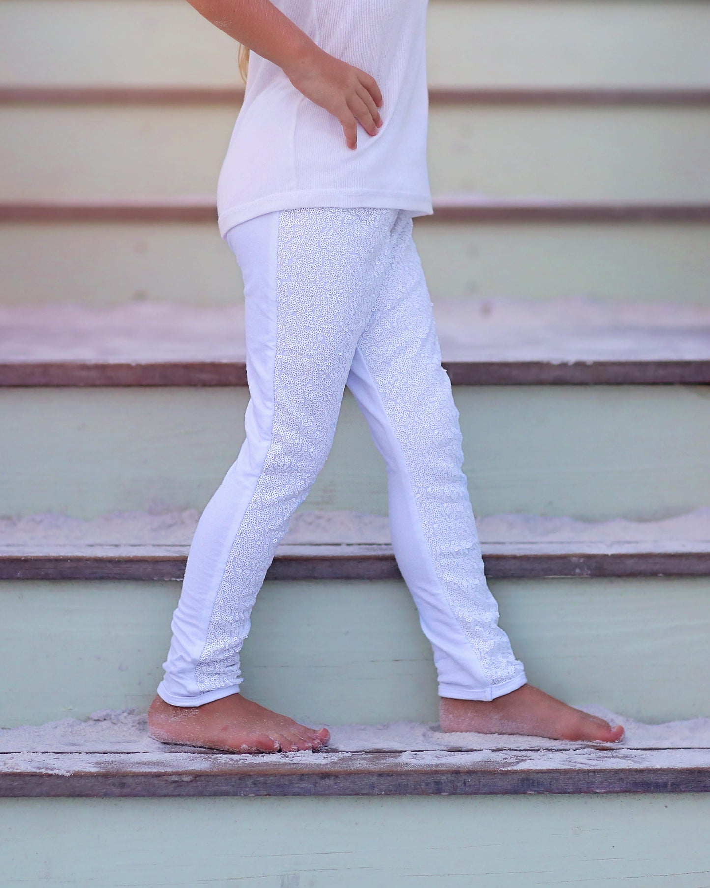 Sequin Leggings in White