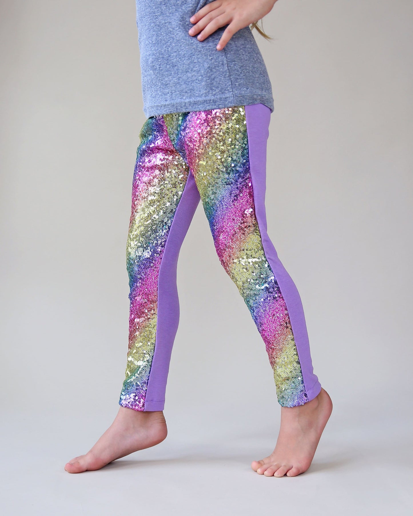 Sequin Leggings in Pastel Rainbow