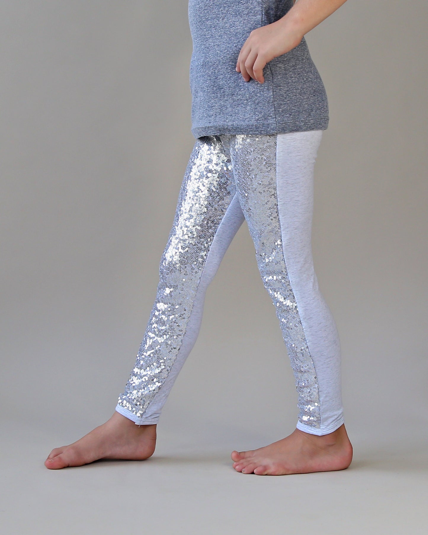 Sequin Leggings in Silver