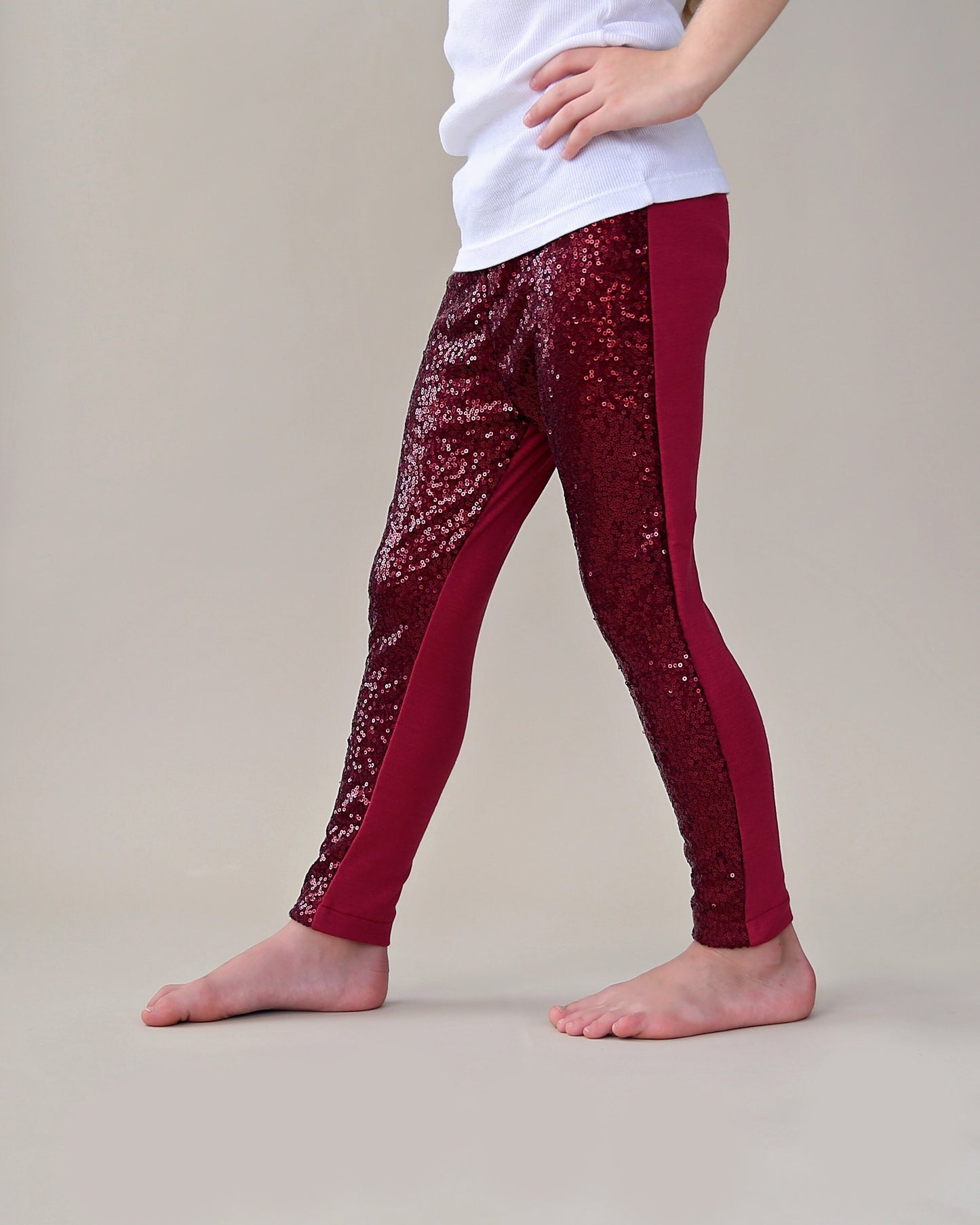 Sequin Leggings in Wine