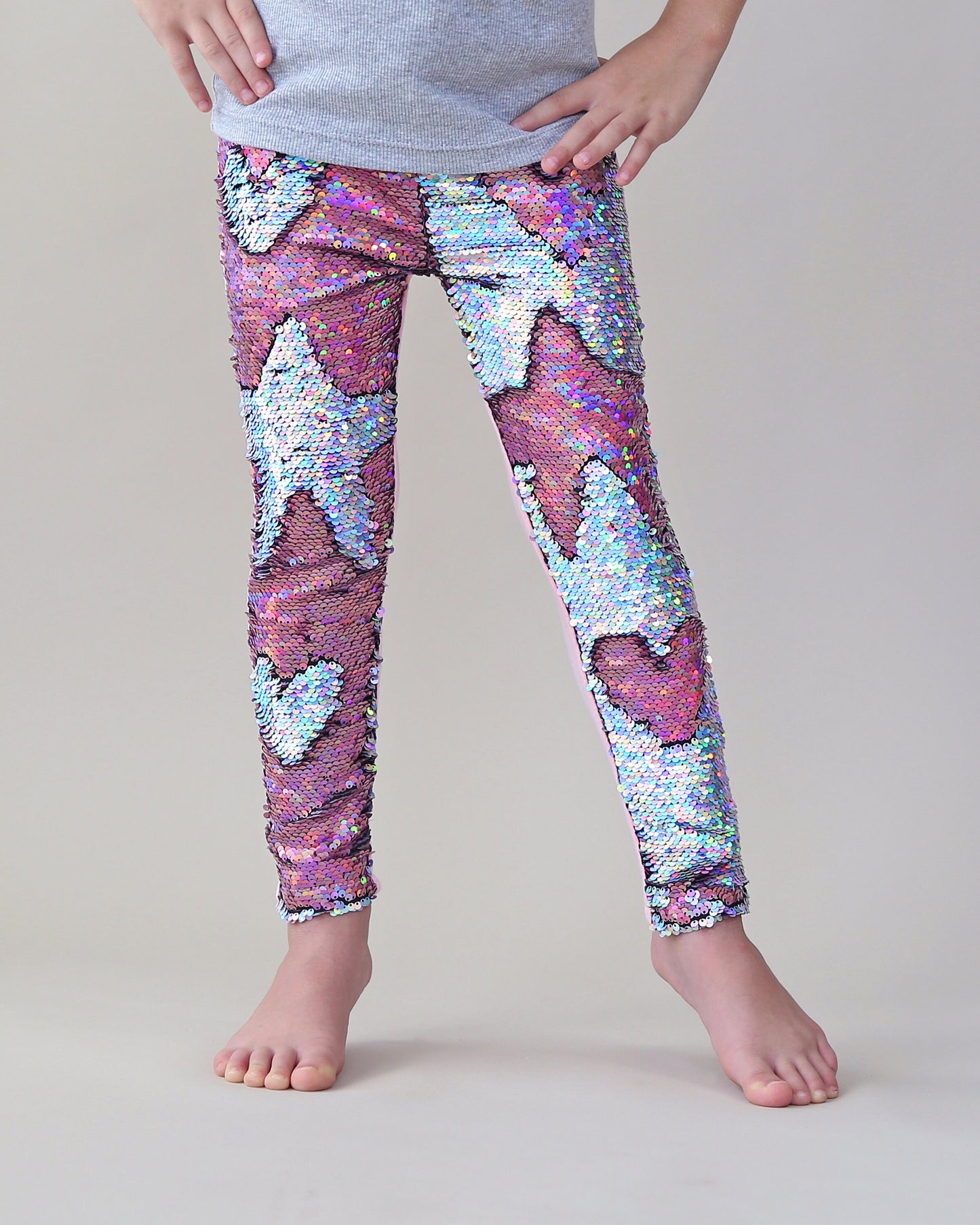 Flip Sequin Leggings in Holographic Pink