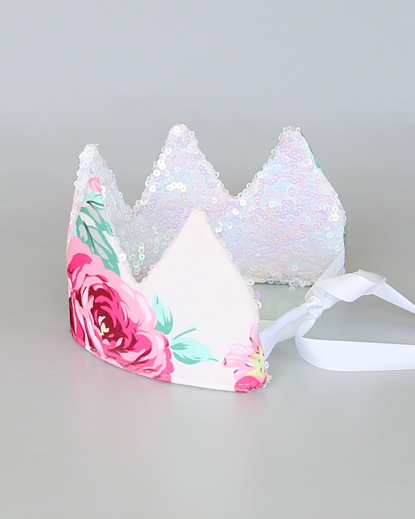 Dress Up Crown - Sequin Crown - Birthday Crown - Roses Sequin Crown REVERSE to White Sequins - Fits all