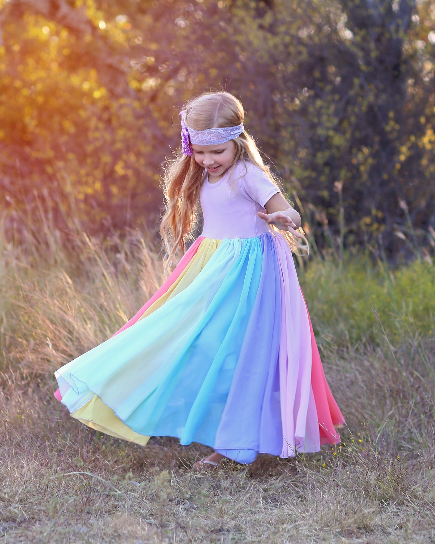 Pastel Rainbow Full Panel Dress- Long Pastel Dress, Sequin Tank Dress, Party Dress - Twirly Dress, Birthday Dress, Girls Birthday Gift, gift
