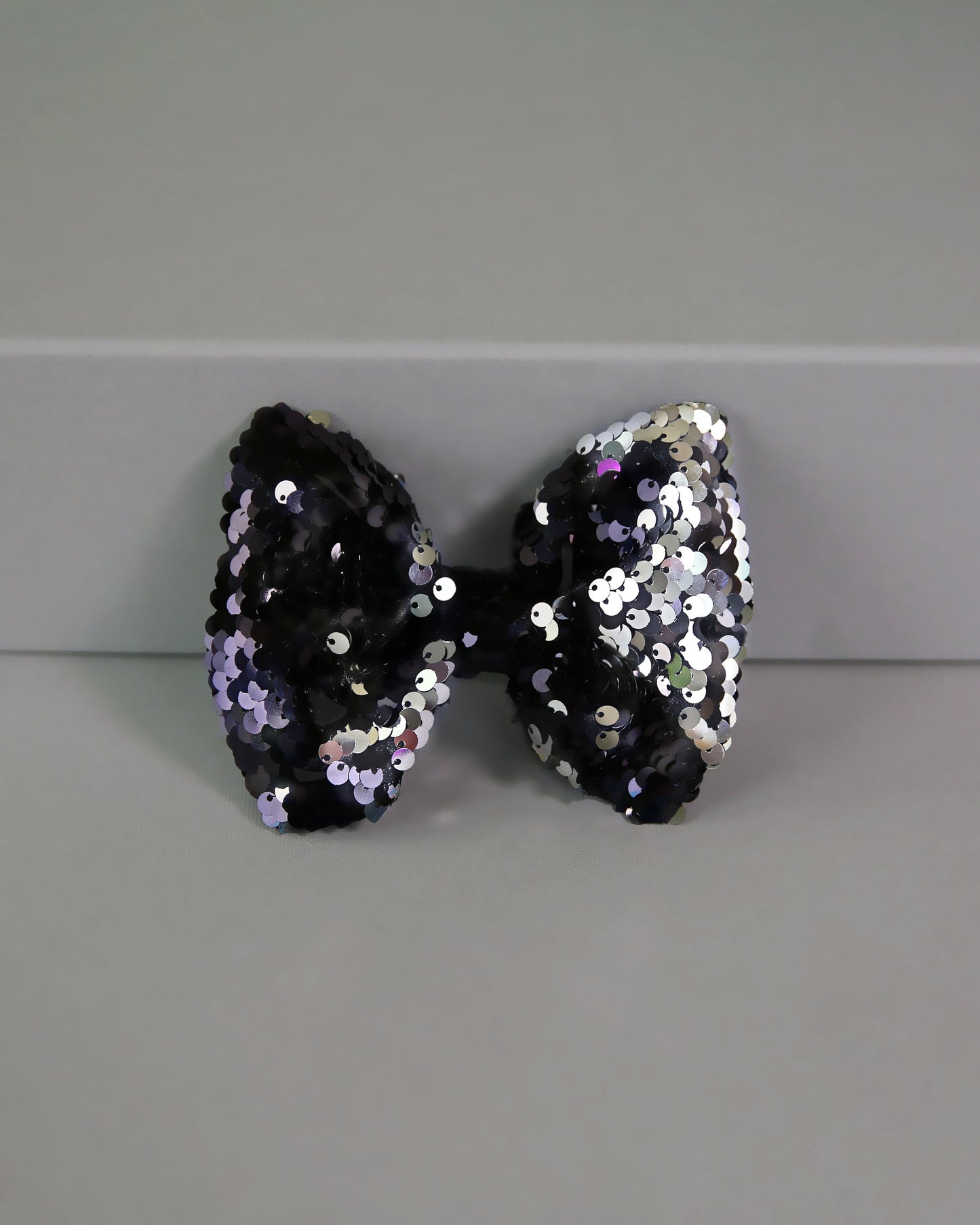 Black and Silver Bow Clip - Sequin Bow Clip - Black and Silver Flip Sequins - Black and Silver Reversible Sequins