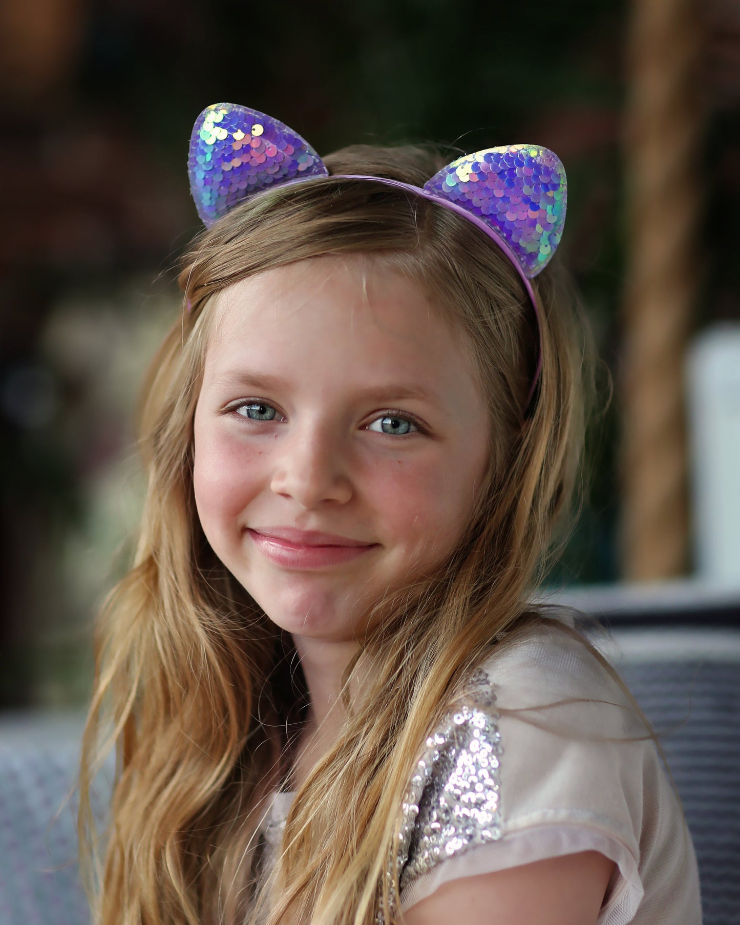Cat Ear Sequin Headband - Sequin Cat Headband - Purple Cat Headband - Lavender Reversible Sequins - Sequin Headband