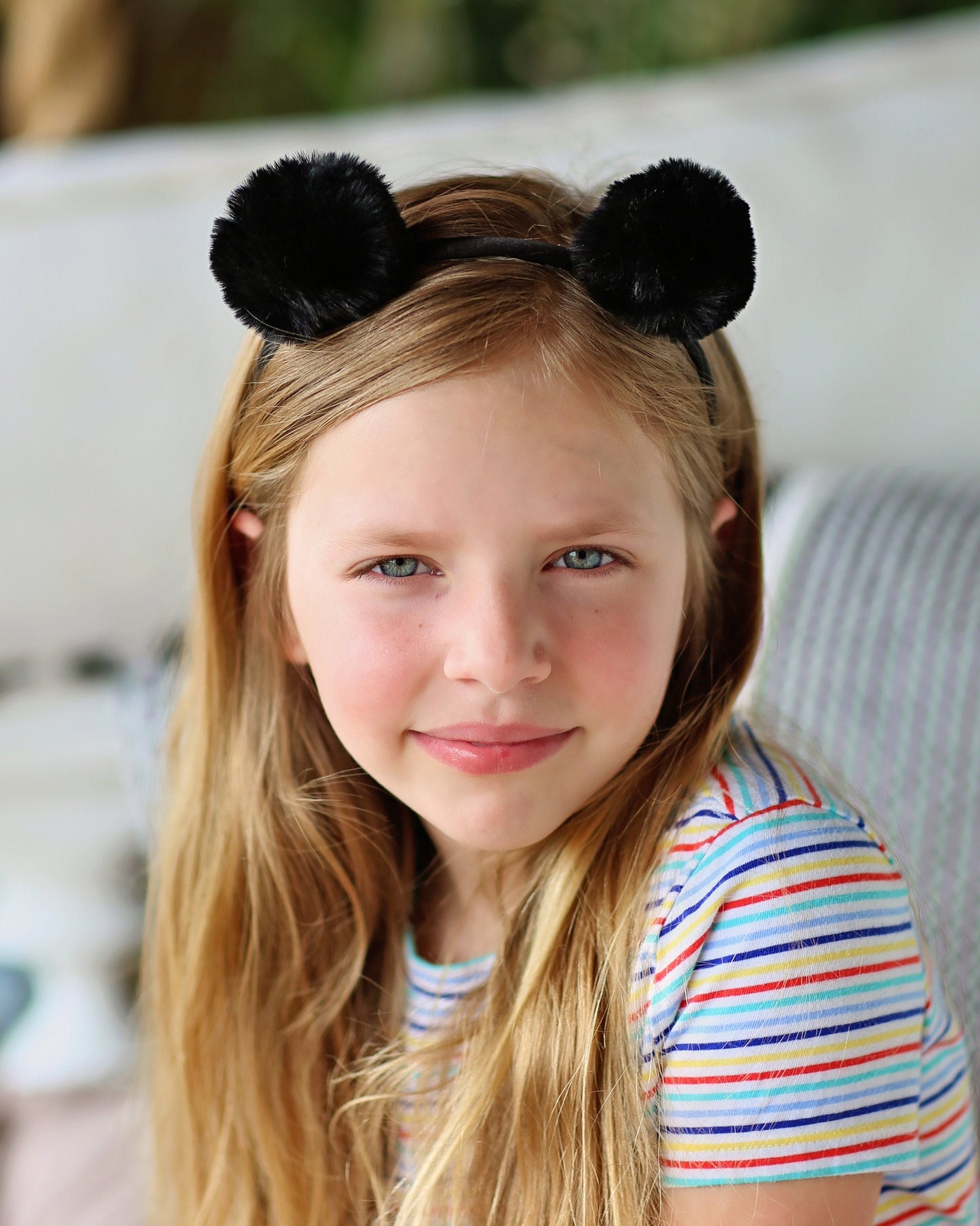 Pom Pom Headband - Black Pom Pom Headband - Pom Pom Ear Headband