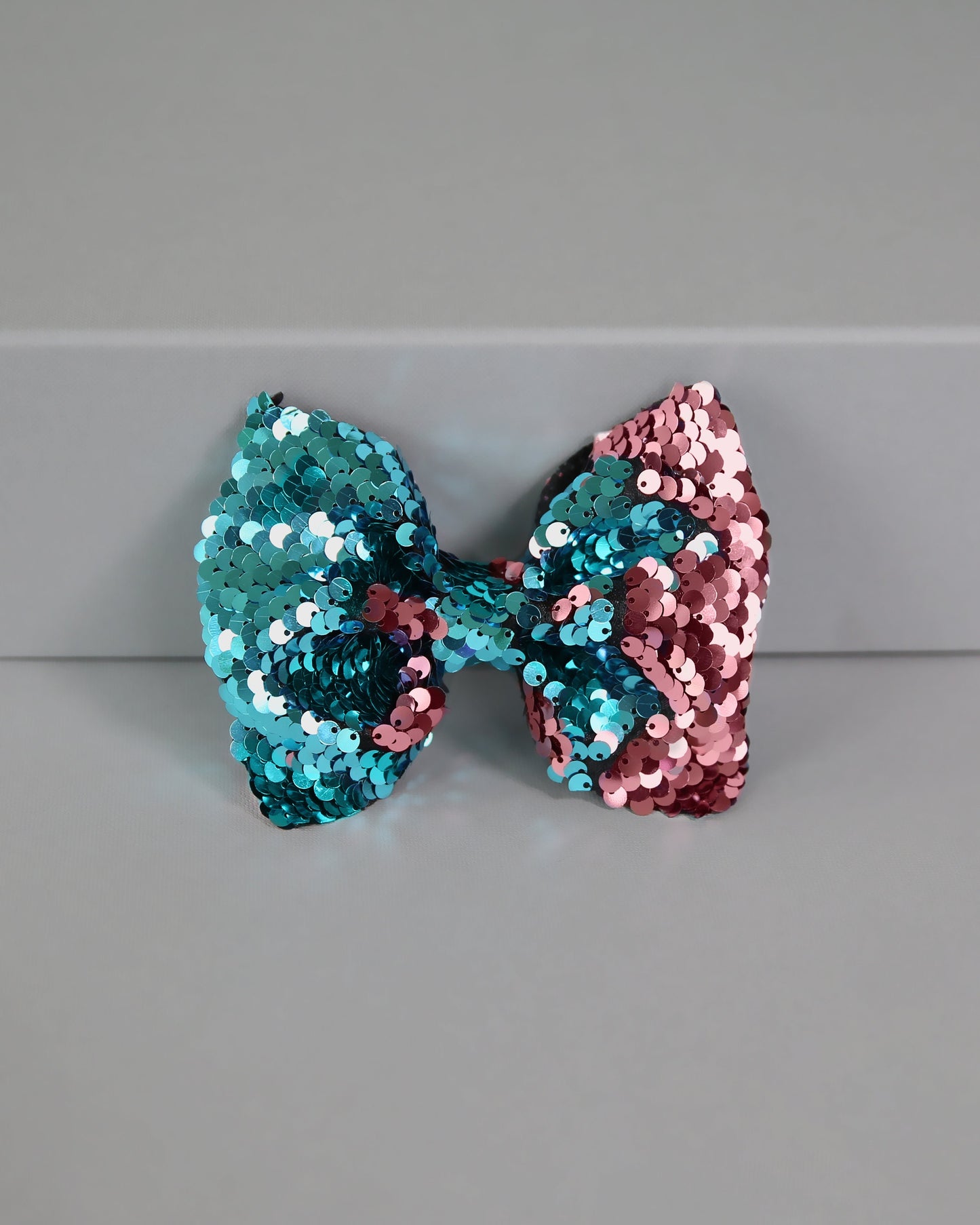 Aqua and Pink Bow Clip - Sequin Bow Clip - Aqua and Pink Flip Sequins - Aqua and Pink Reversible Sequins