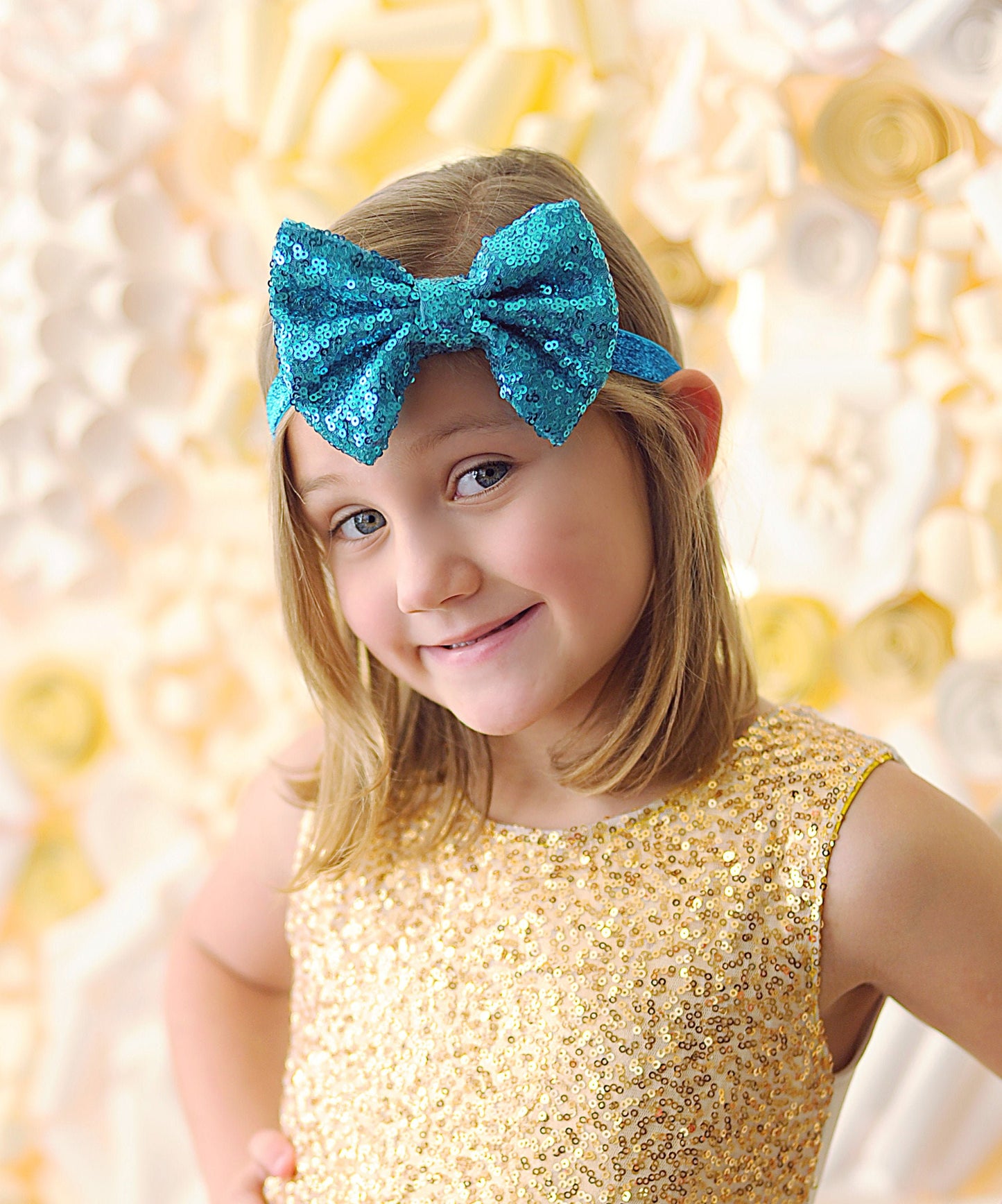 Turquoise Bow Sequin Headband - Sequin Bow Headband - Aqua Sequin Bow - Turquoise Sequins - Sequin Headband