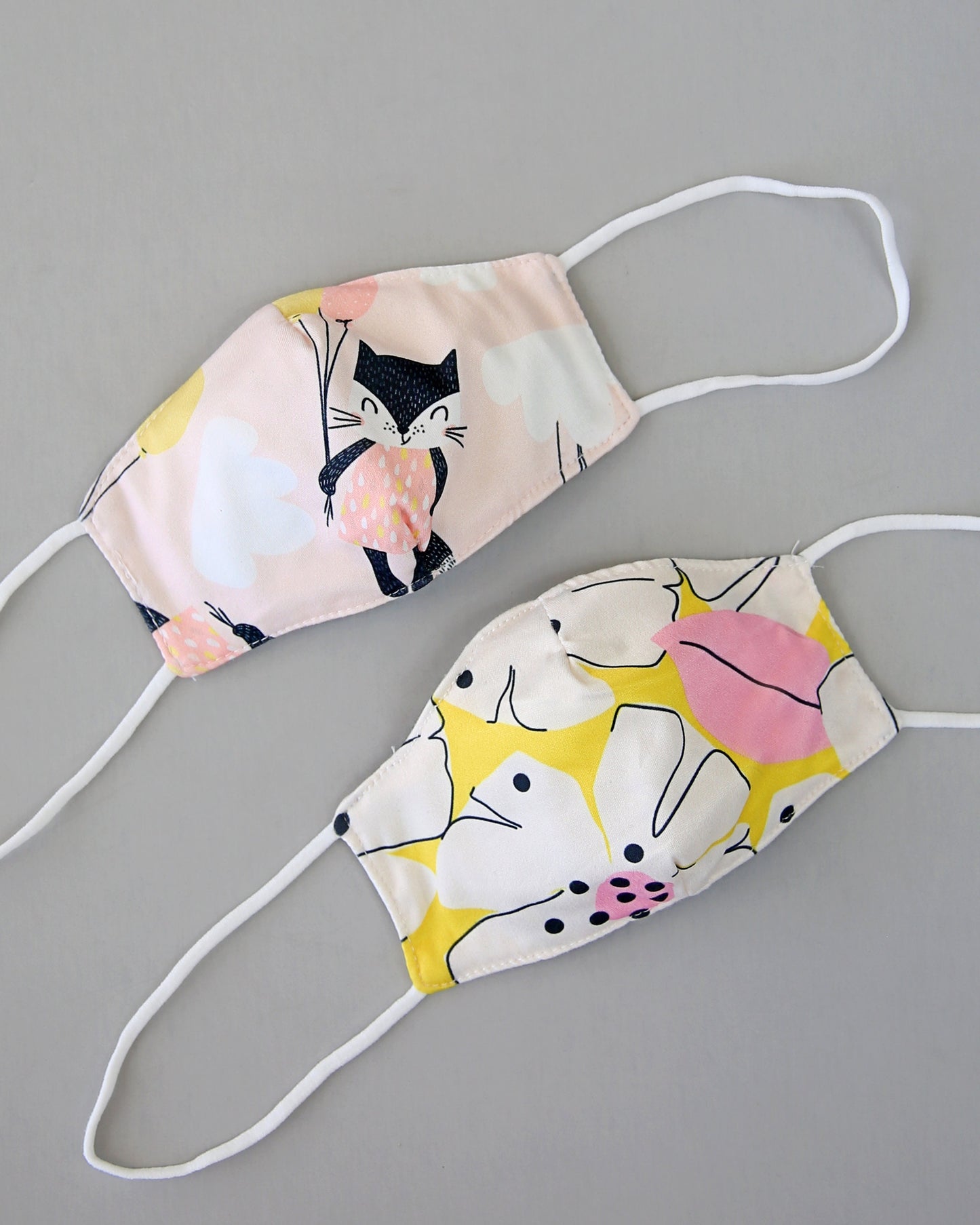 Balloon Kitten Face Mask Set - Face Mask - Dust Face Mask - Glam Face Mask - Balloon Cat and Flower Masks