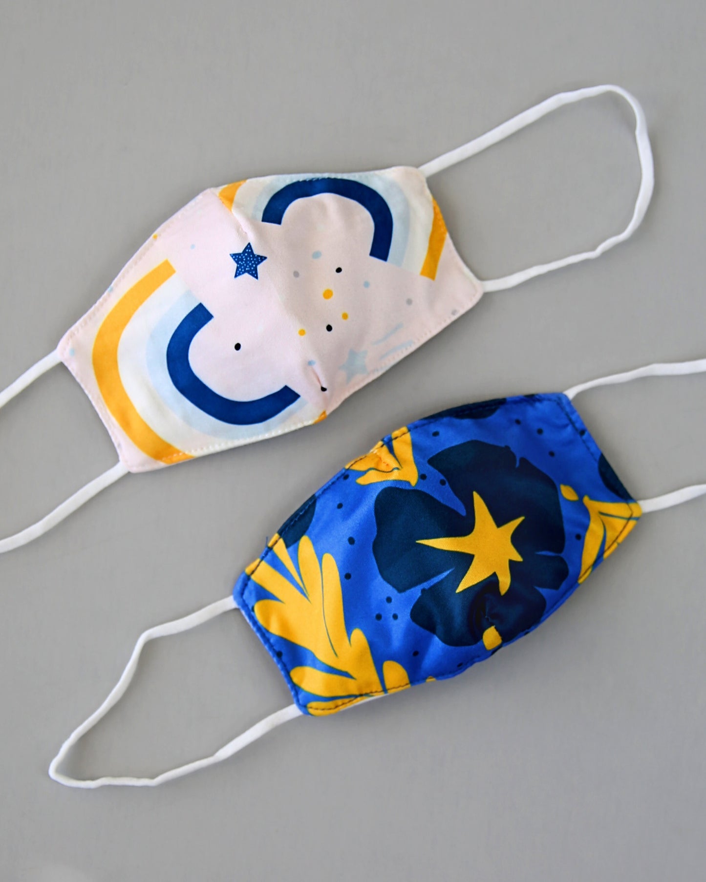 Rainbows and Blue Floral Face Mask Set - Face Mask - Dust Face Mask - Glam Face Mask -Rainbow and Floral Masks
