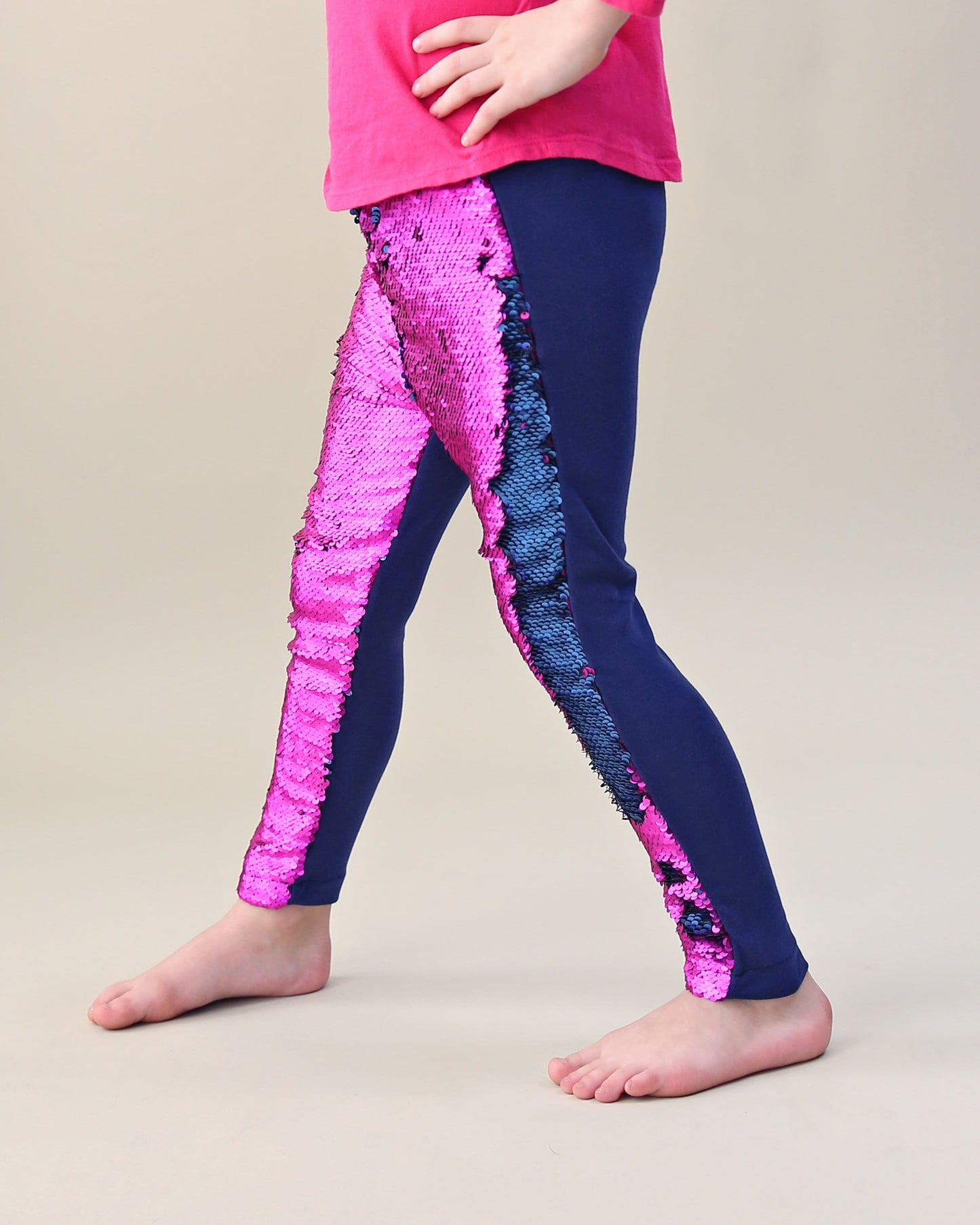 Flip Sequin Leggings in Hot Pink and Navy