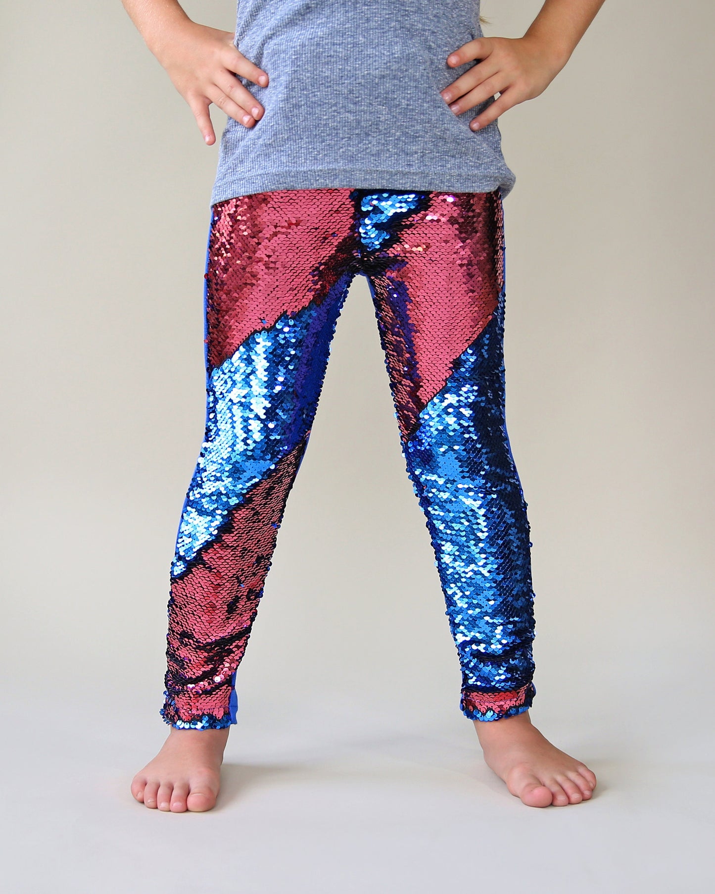 Flip Sequin Leggings in Watermelon and Blue