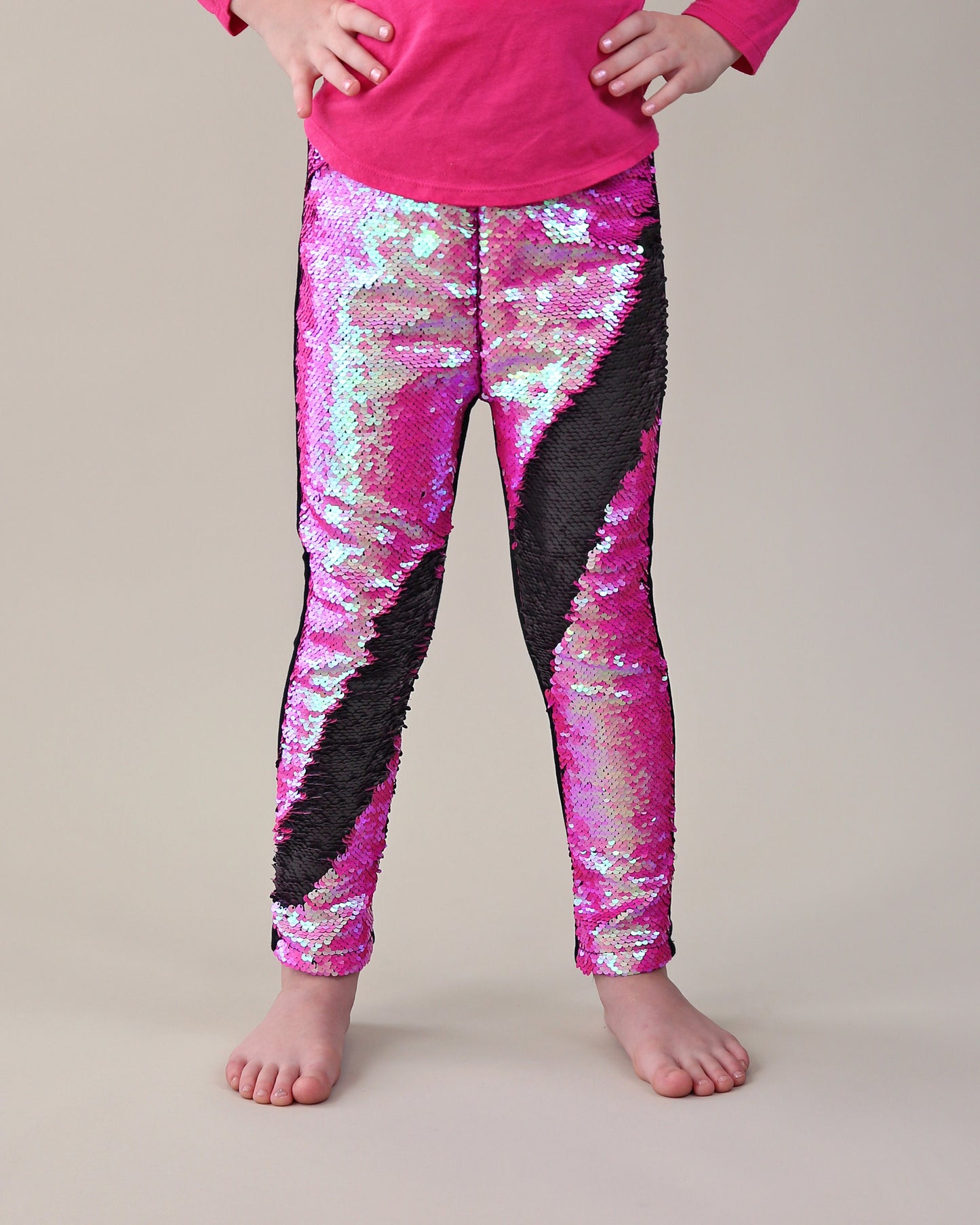 Flip Sequin Leggings in Pink and Black