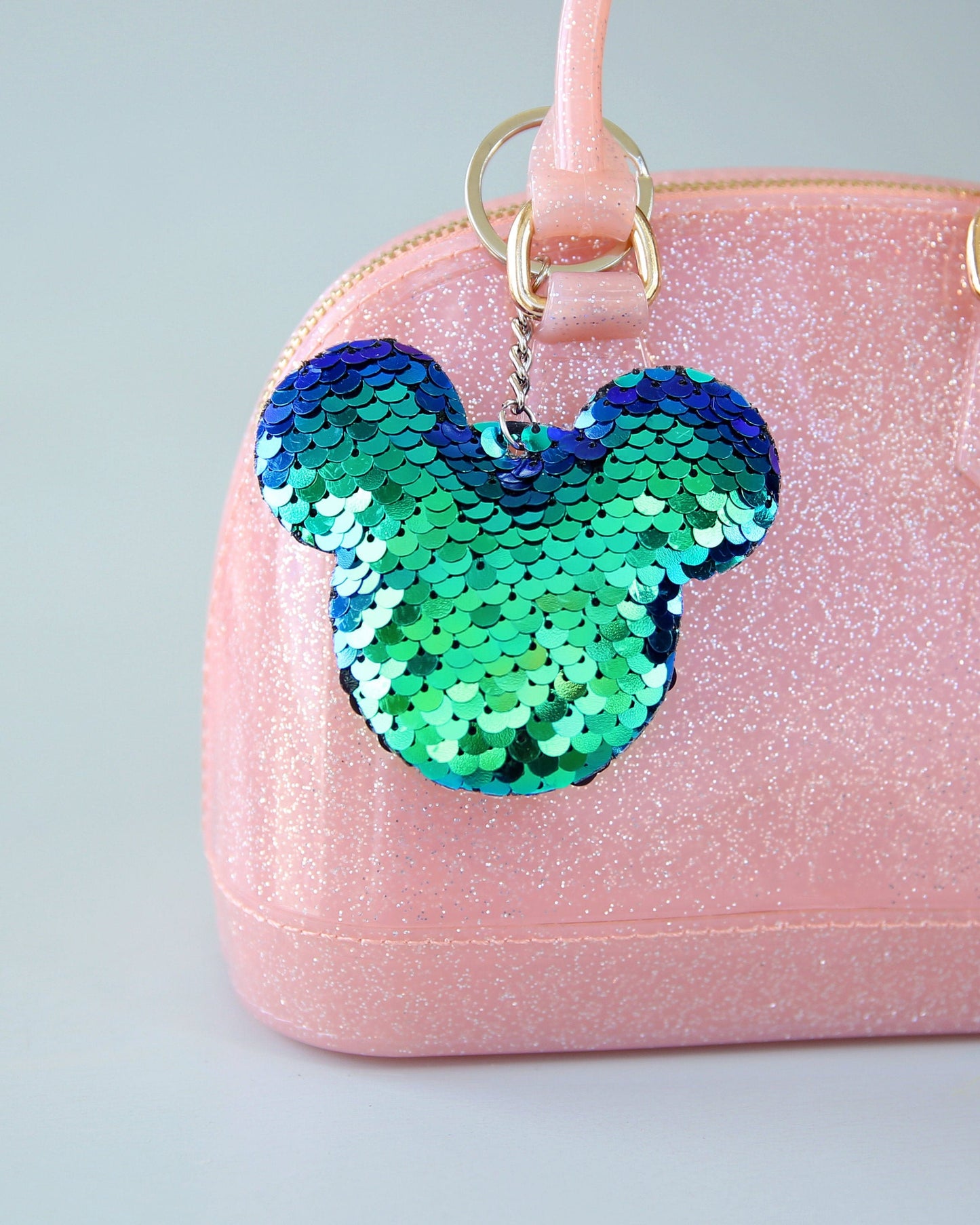 Green Mouse Ears Keychain - Sequin Keychain - Mermaid Green Sequin Keychain - Mickey Keychain