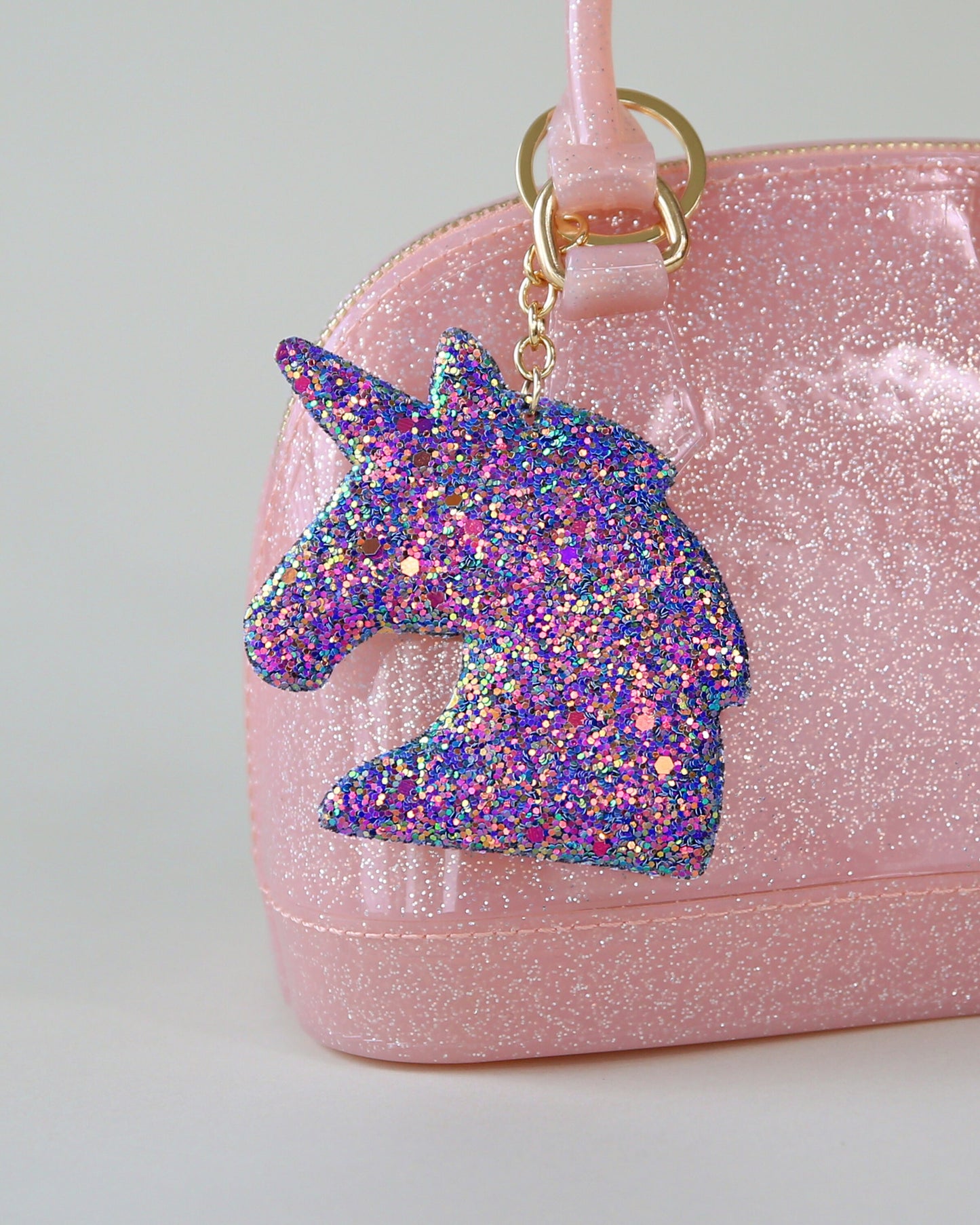 Purple Shimmer Unicorn Head Keychain - Glitter Keychain - Purple Glitter Keychain - Unicorn Head Keychain