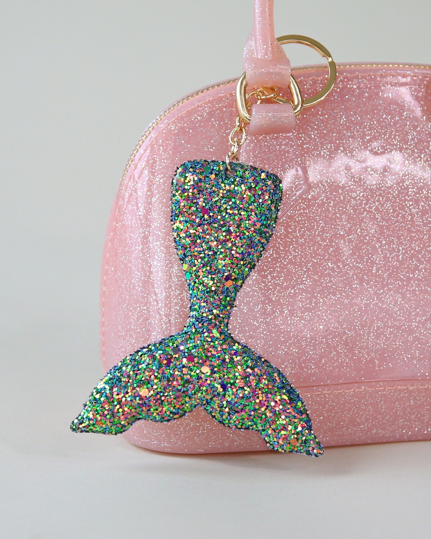 Green Shimmer Mermaid Tail Keychain - Glitter Keychain - Teal Glitter Keychain - Mermaid Keychain