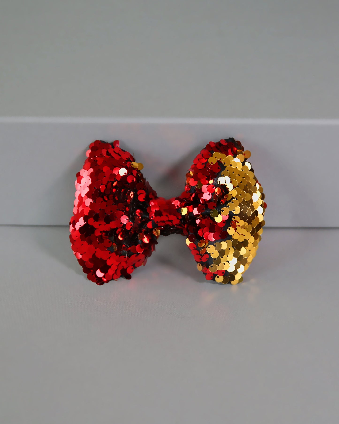 Red and Gold Bow Clip - Sequin Bow Clip - Gold and Red Flip Sequins - Red and Gold Reversible Sequins