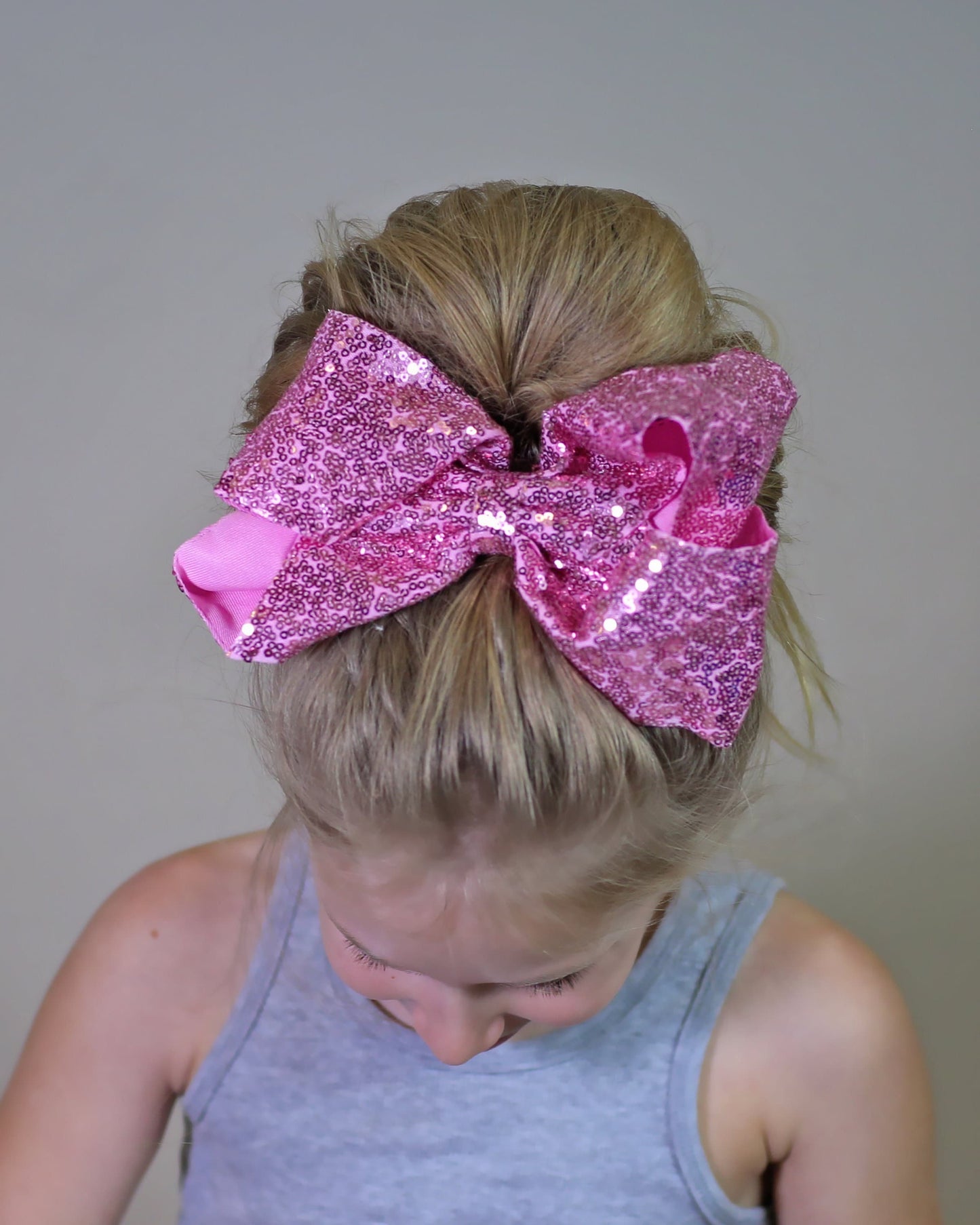 Large Sequin Pink Bow Clip - Large Sequin Bow Clip - Large Pink Bow - Pink Bow - Oversized Sequin Cheer Bow