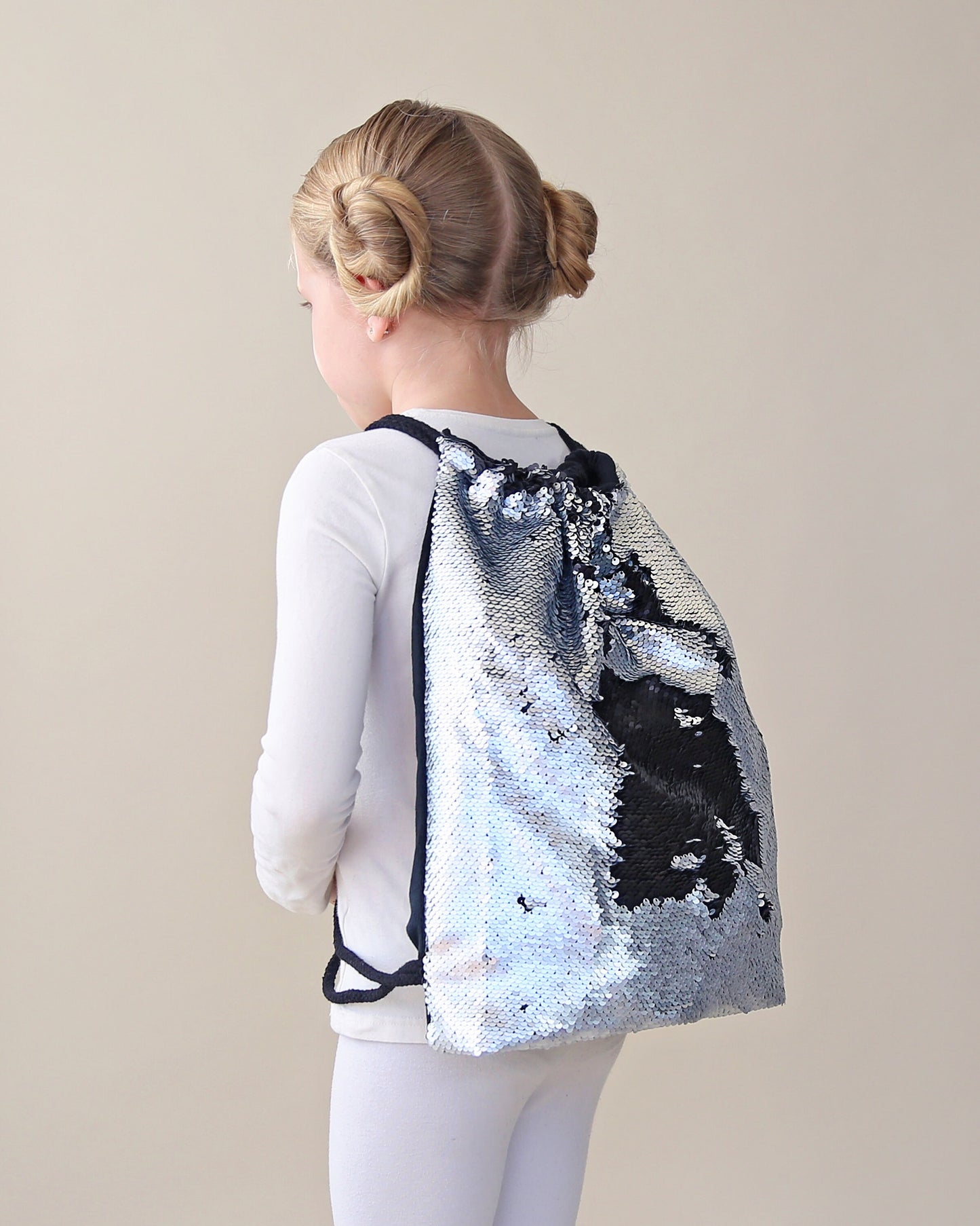 Black and Silver Sequin Backpack - Sequin Backpack - Sequin Bag - Reversible Sequin Backpack - Drawstring Flip Sequin Backpack