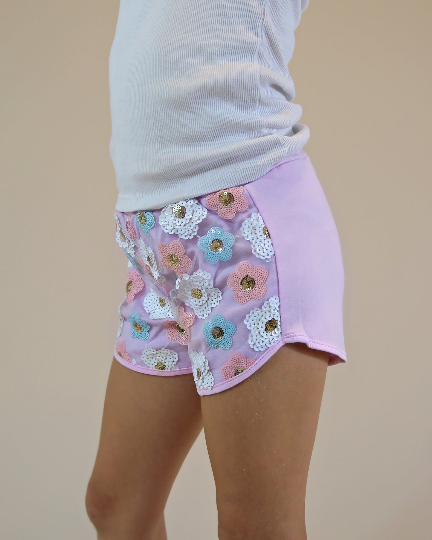 Floral Sequin Shorts