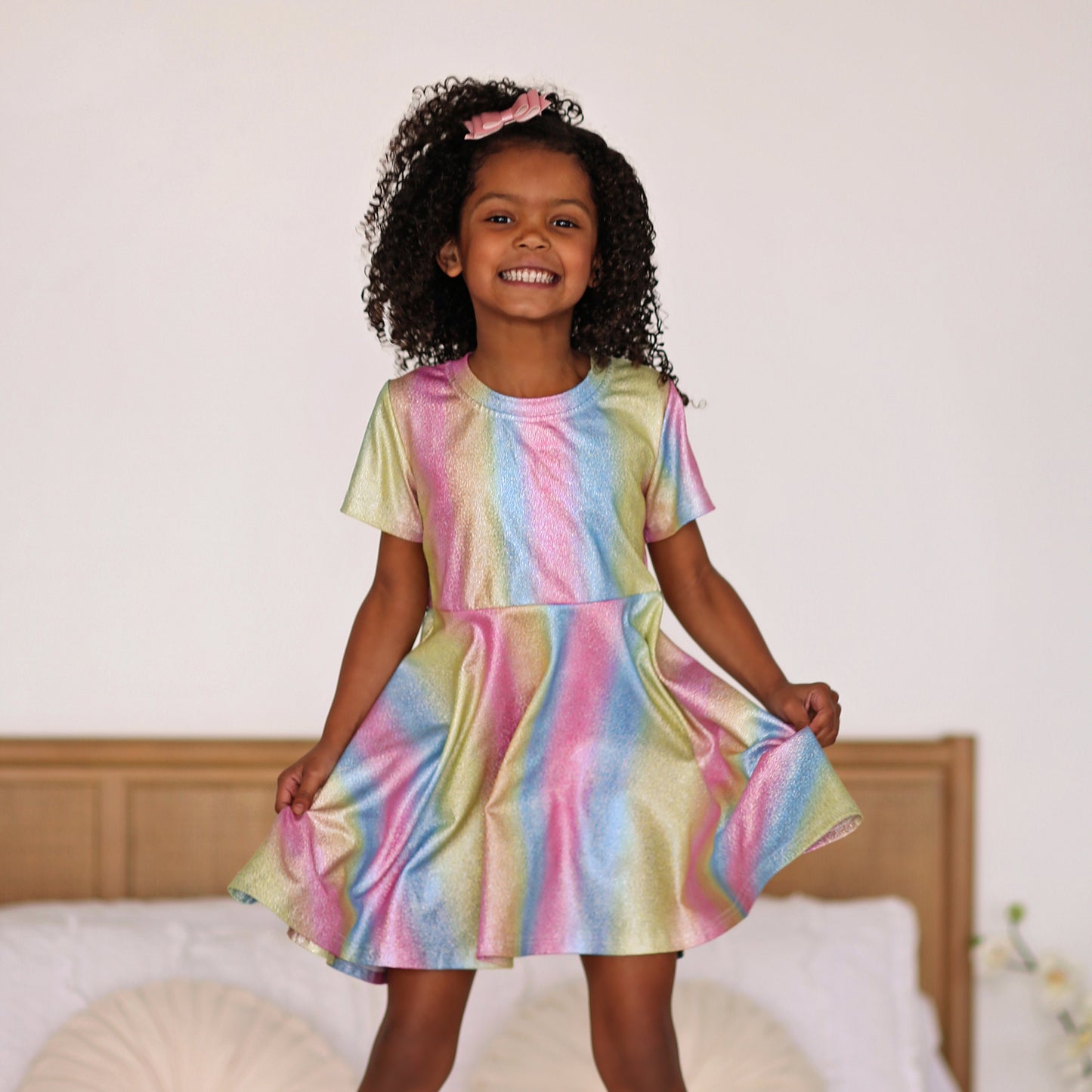 Metallic Pastel Rainbow Dress - Metallic Twirly Dress - Twirly Dress - Birthday Dress - Party Dress - Pastel Rainbow Dress - Girls Gift