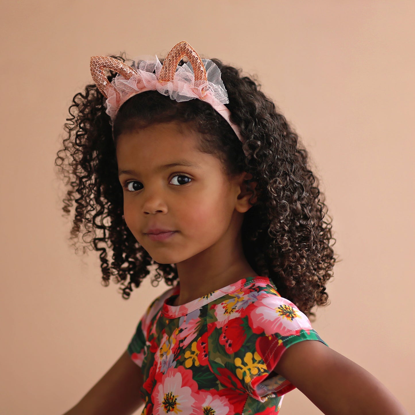 Rose Gold Sequin Cat Headband - Sequin Cat Headband - Peach Cat Headband - Sequin Cat Ears