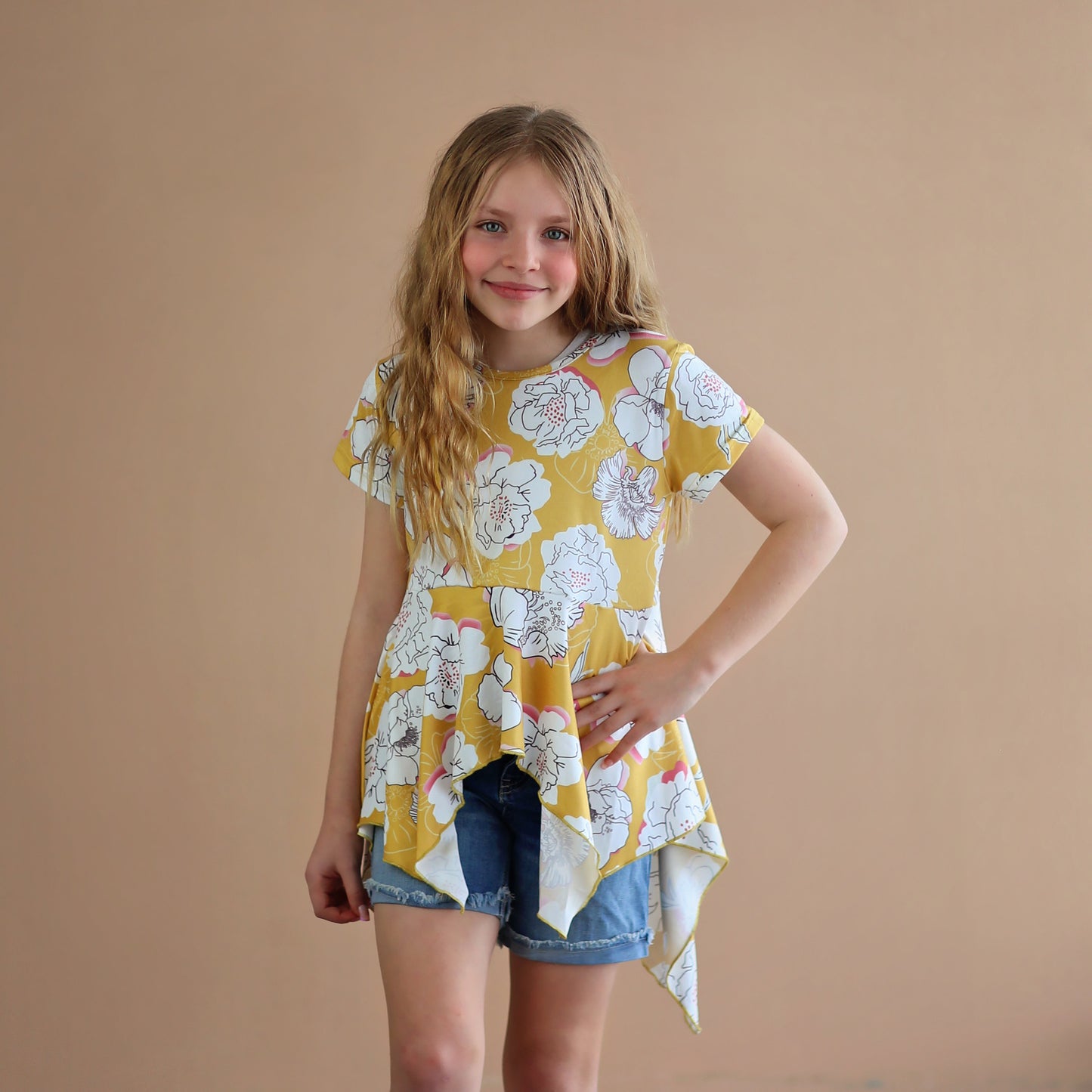 Yellow Flower Boho Shirt - Yellow High Low Shirt - Yellow Flower Shirt - Yellow Tunic Shirt
