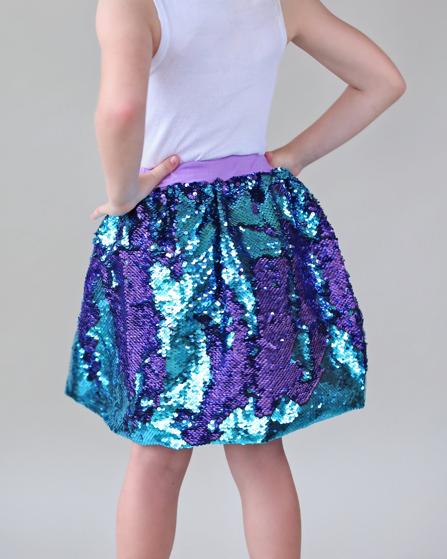 Aqua and Purple Flip Bubble Skirt - Aqua and Purple Skirt - Magic Sequin Skirt - Birthday Skirt - Party Bubble Skirt - Twirly Skirt