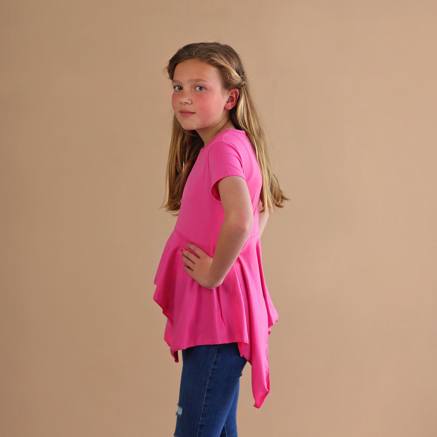 Hot Pink Boho Shirt - Hot Pink High Low Shirt - Hot Pink Shirt - Hot Pink Tunic Shirt