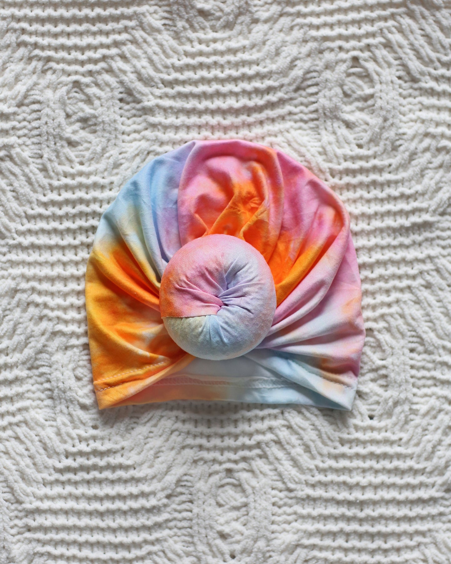 Orange and Pink Tie Dye Turban - Baby Turban - Toddler Turban - Tie Dye Turban - Baby knot turban - Baby Head Wrap - Knot Turban