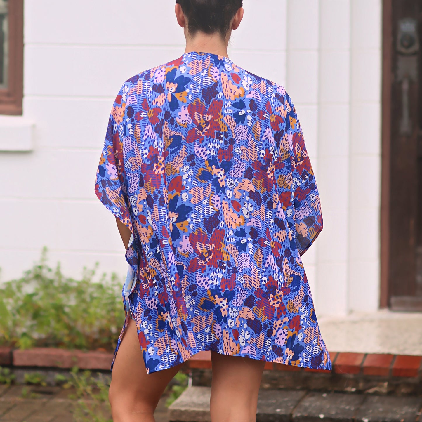 Periwinkle Spots Kimono- kimono, open flower shirt, boho kimono, kimono shirt, girls kimono, jacket, cardigan, beach cover up, large shirt