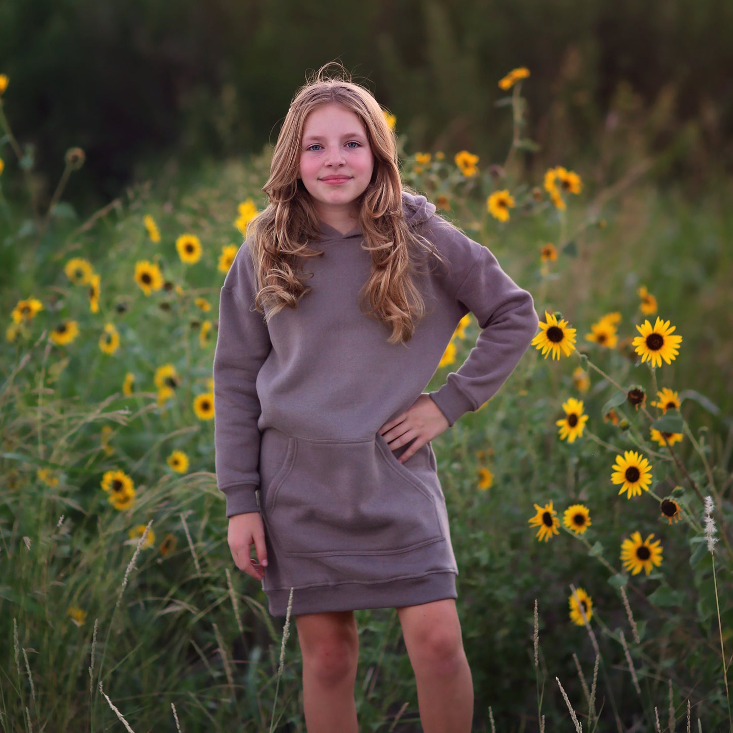 Girls Gray Hoodie Dress - gray dress, hoodie, hoodie dress, charcoal dress, fall dress, basic hoodie dress, sweatshirt dress, jersey dress