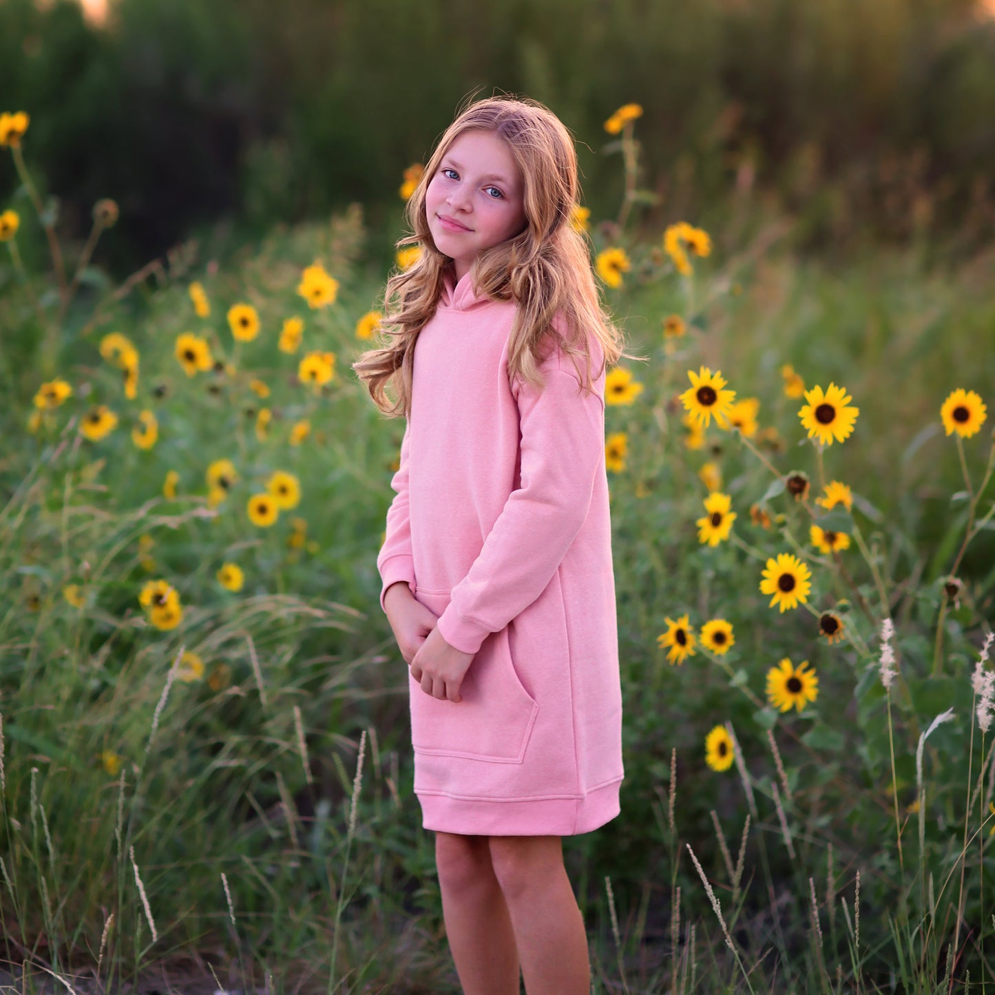 Girls Blush Hoodie Dress - pink dress, pink hoodie, hoodie dress, pink dress, fall dress, basic hoodie dress, sweatshirt dress, jersey dress