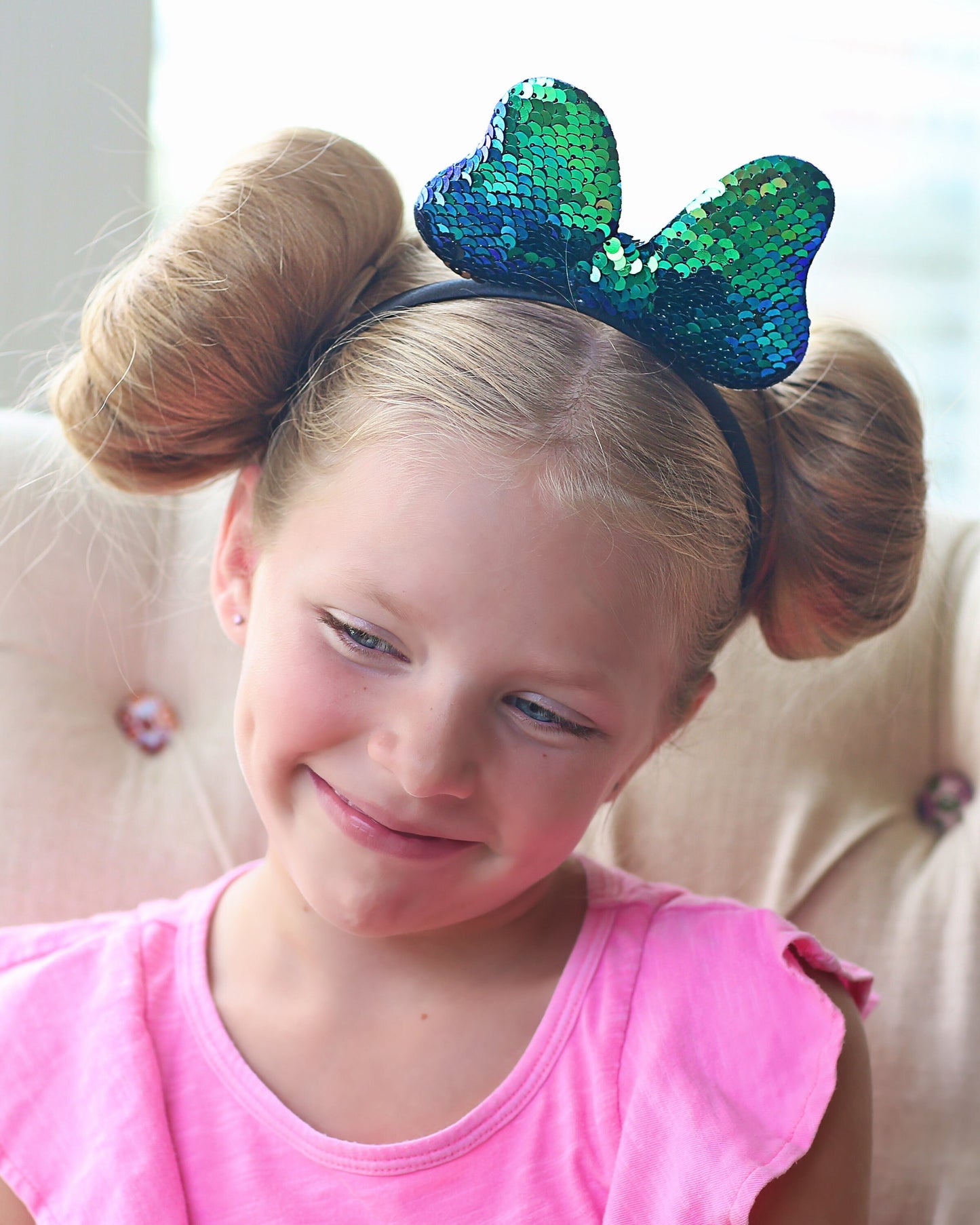 Green Flip Sequin Big Bow Headband - Bow Headband, Birthday Crown, bow, birthday, Green Reversible Sequins, green crown headband, headband
