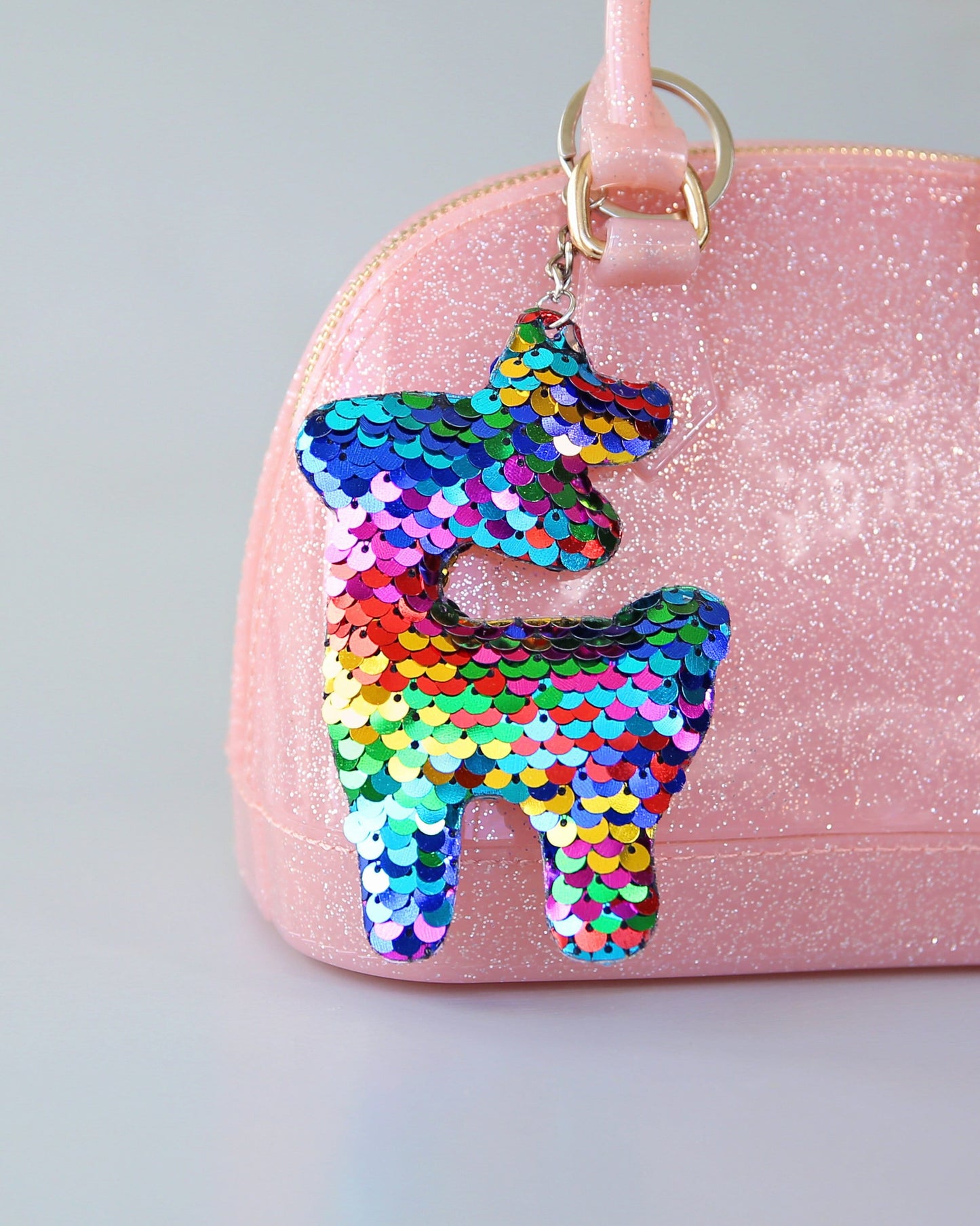 Rainbow Reindeer Keychain - Sequin Keychain - Rainbow Sequin Keychain - Christmas Stocking Gift - Back to School Gift, Kid Gift, Deer