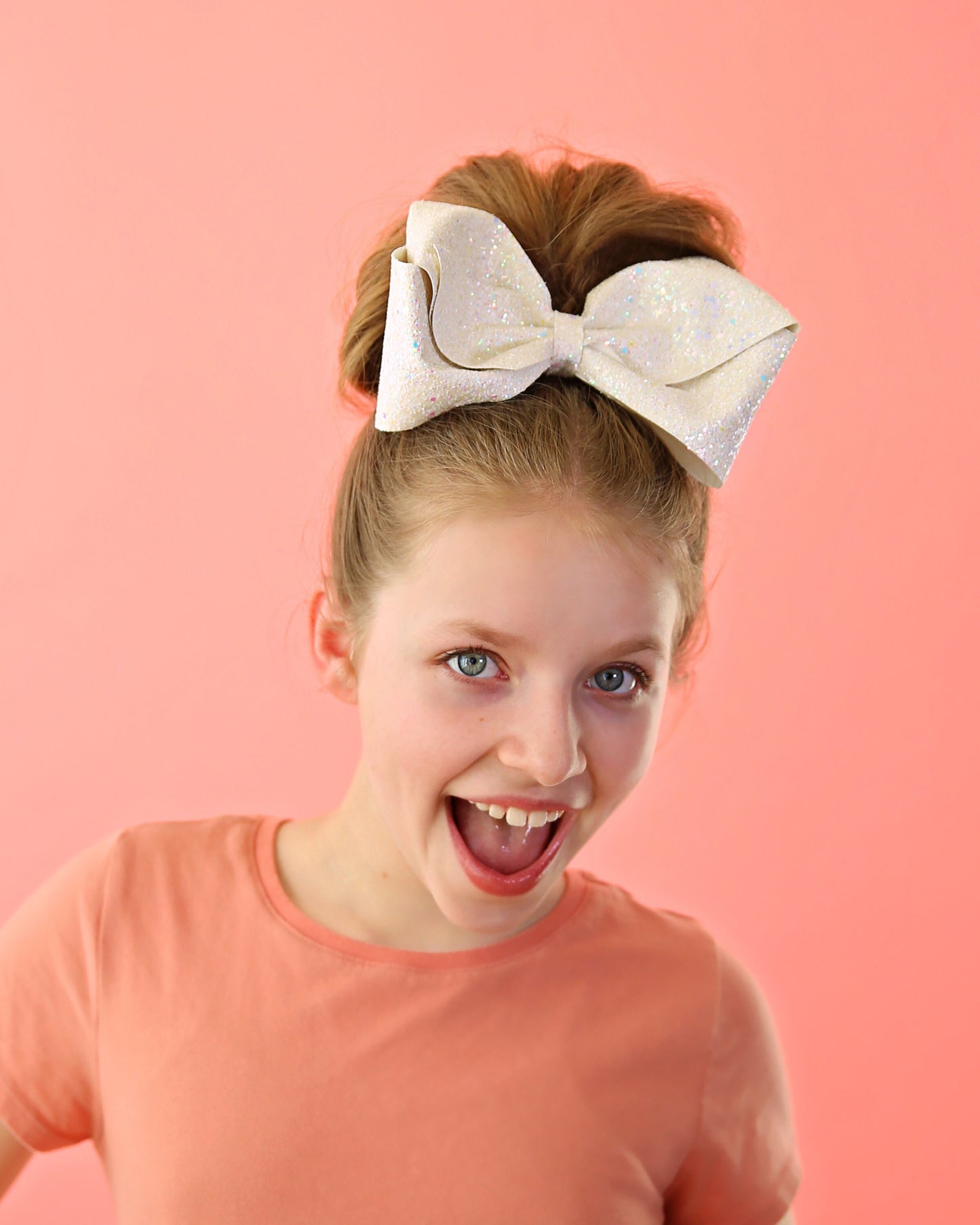 Large White Glitter Bow Clip -Large Glitter bow clip, gift for her, cheer bow, the bigger the bow, bow gift, bow, Oversized Sequin Cheer Bow