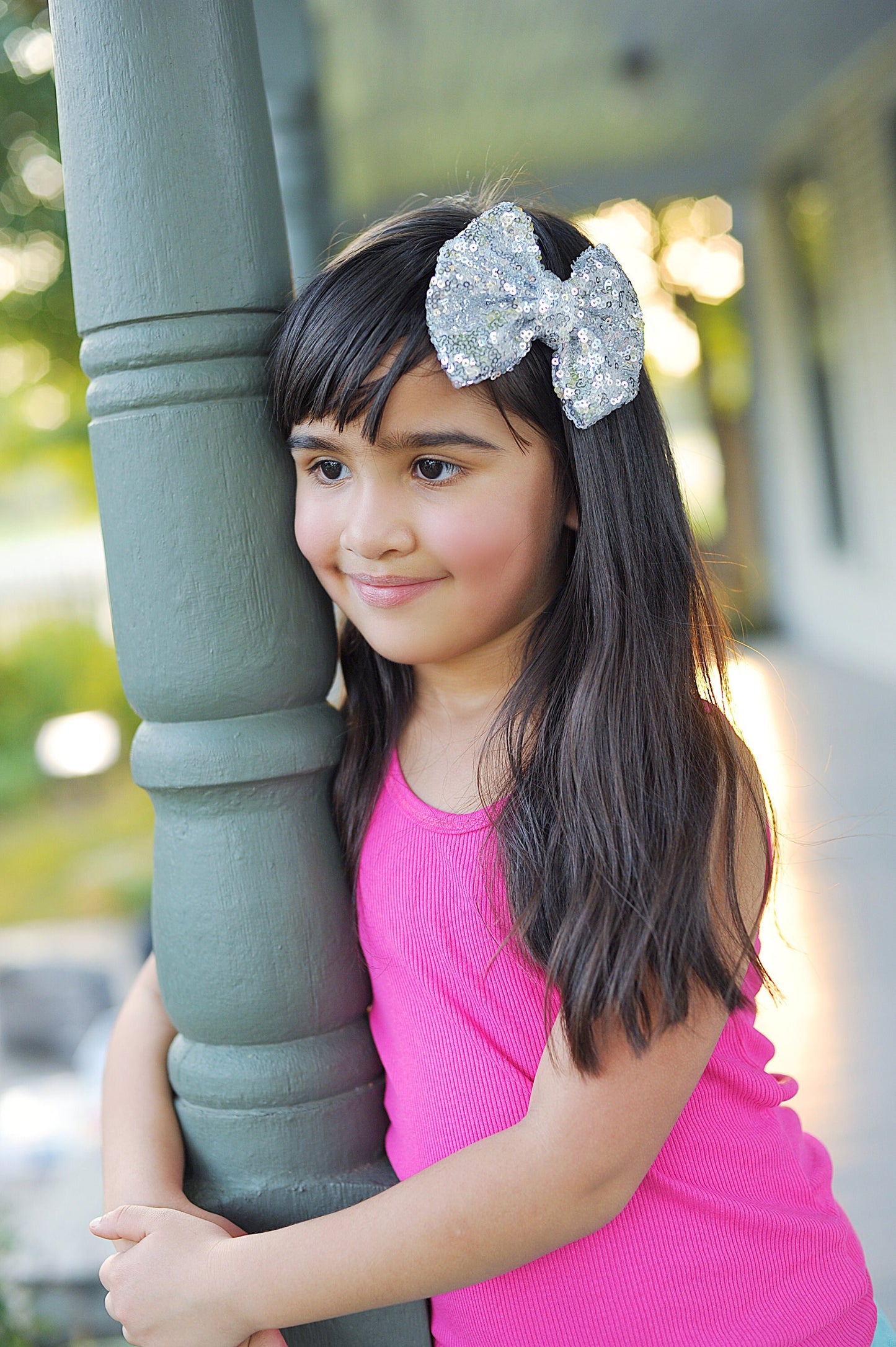 Silver Sequin Bow Clip- Sequin Bow Clip, Silver Sequins, Silver bow clip, dance bow, cheer bow, birthday bow clip, silver cheer bow, silver