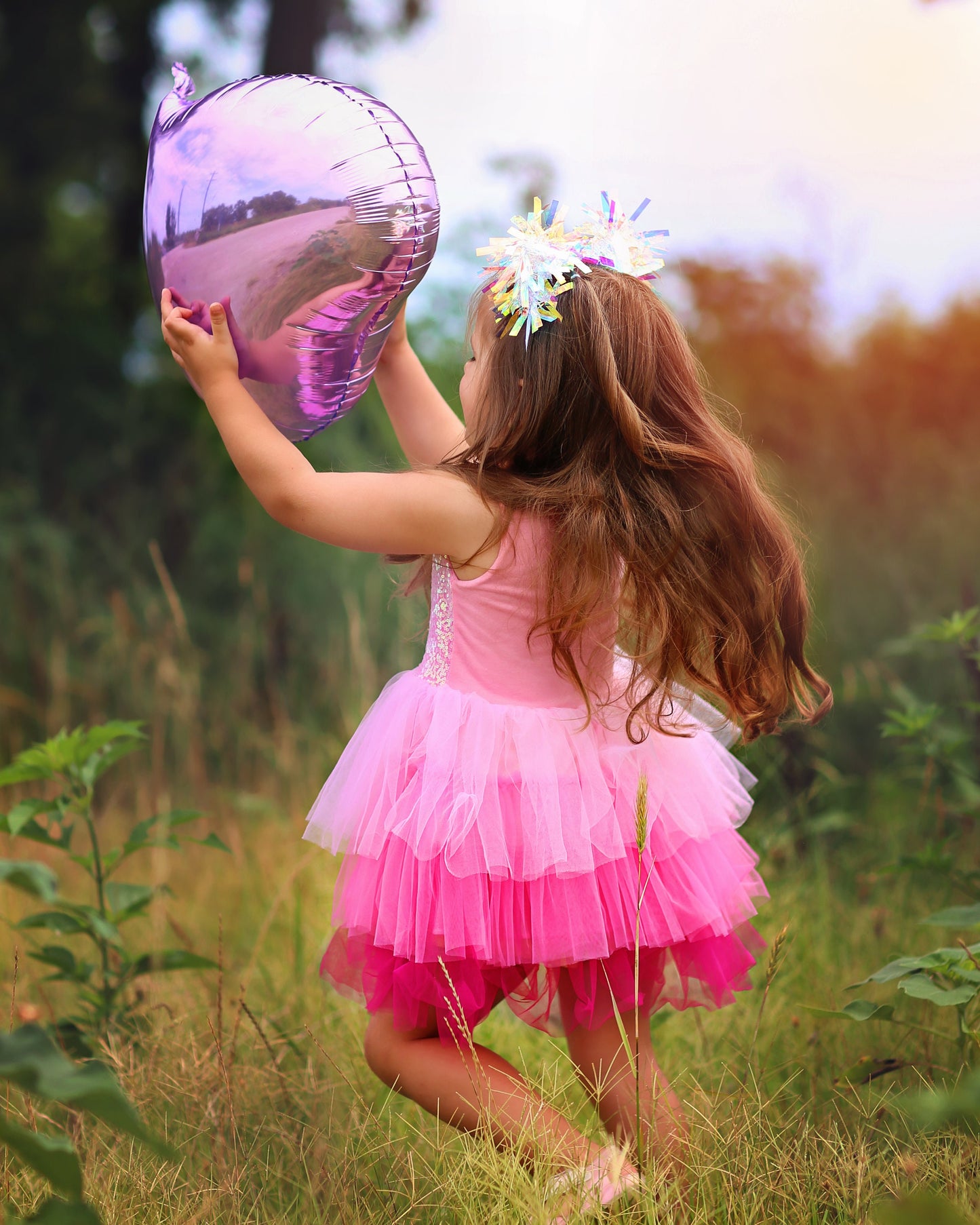Sequin Tutu Dress in Pink Ombre