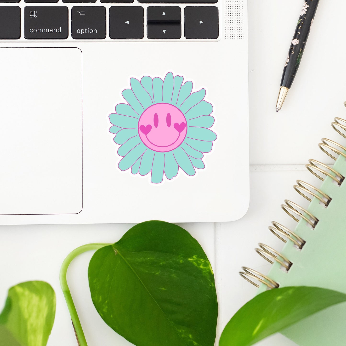 Smiley Flower Sticker- Tumbler sticker, decal, laptop sticker, water bottle sticker, smiley sticker, Daisy sticker, stickers, waterproof