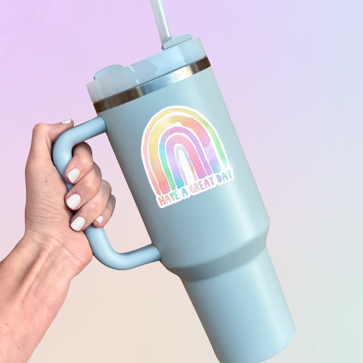 Have a Great Day Rainbow Sticker- Tumbler sticker, decal, laptop sticker, water bottle sticker, rainbow sticker, stickers, waterproof, happy