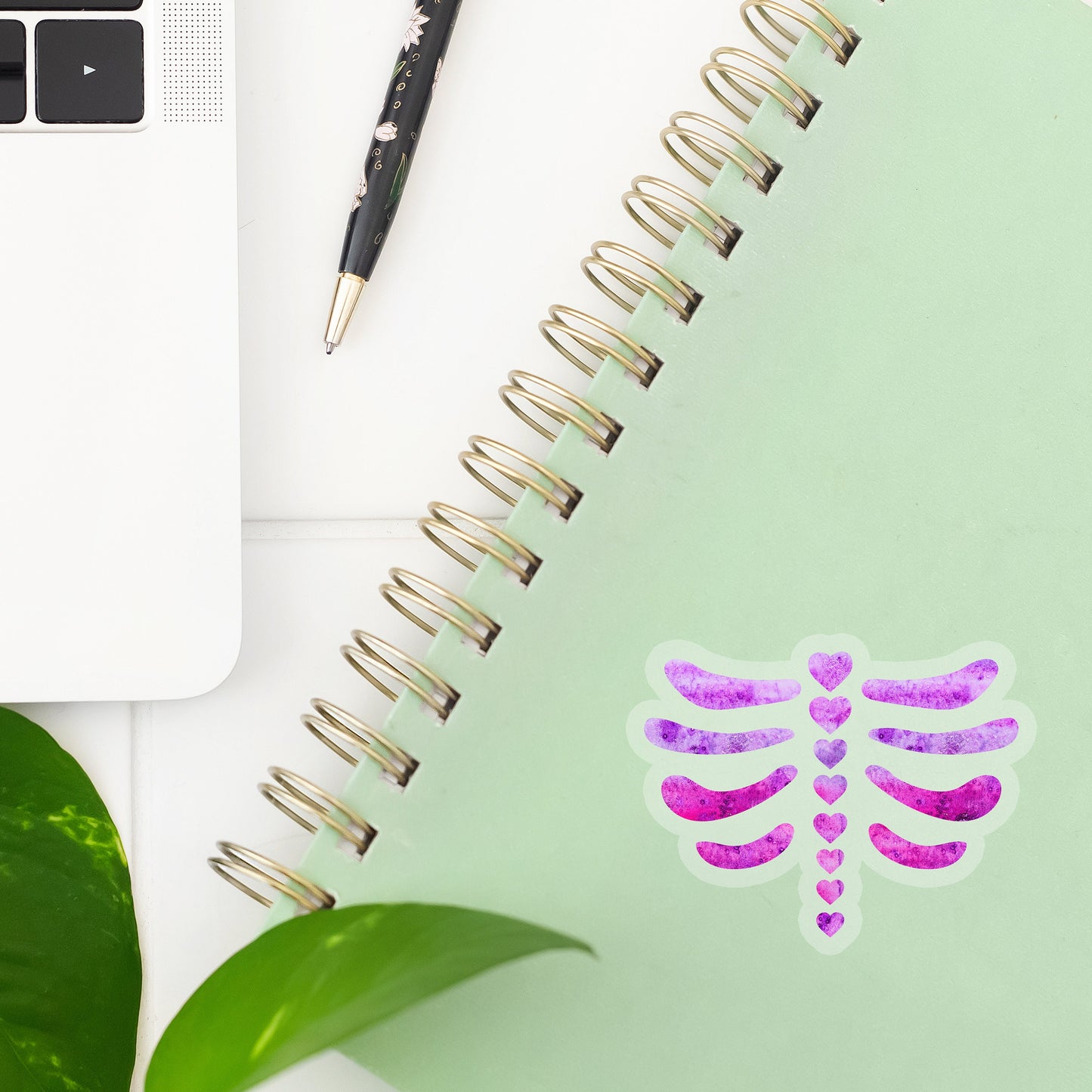 Purple Skeleton Rib Cage Sticker- Tumbler sticker, decal, laptop sticker, water bottle sticker, skeleton sticker, stickers, waterproof