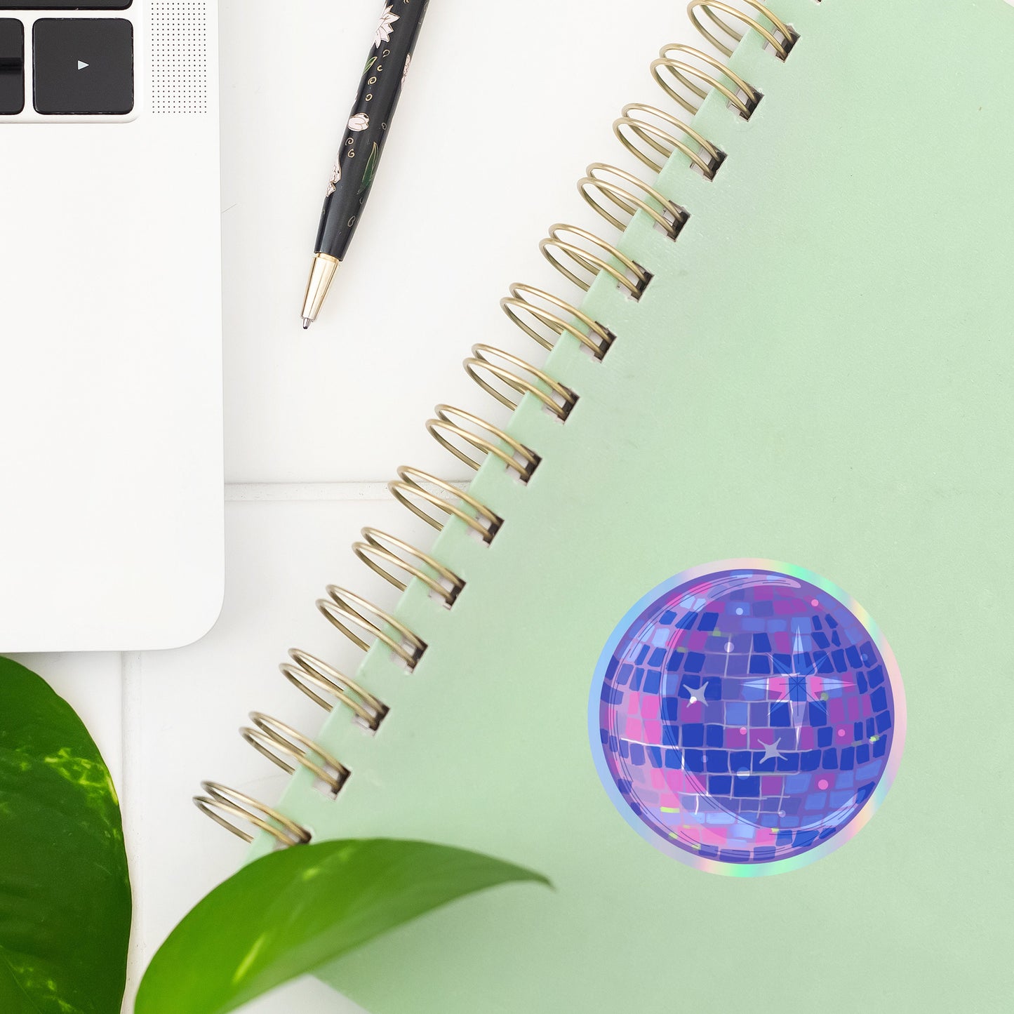 Blue Disco Moon Sticker- Tumbler sticker, decal, laptop sticker, water bottle sticker, sticker, waterproof, vinyl, aesthetic sticker, moon