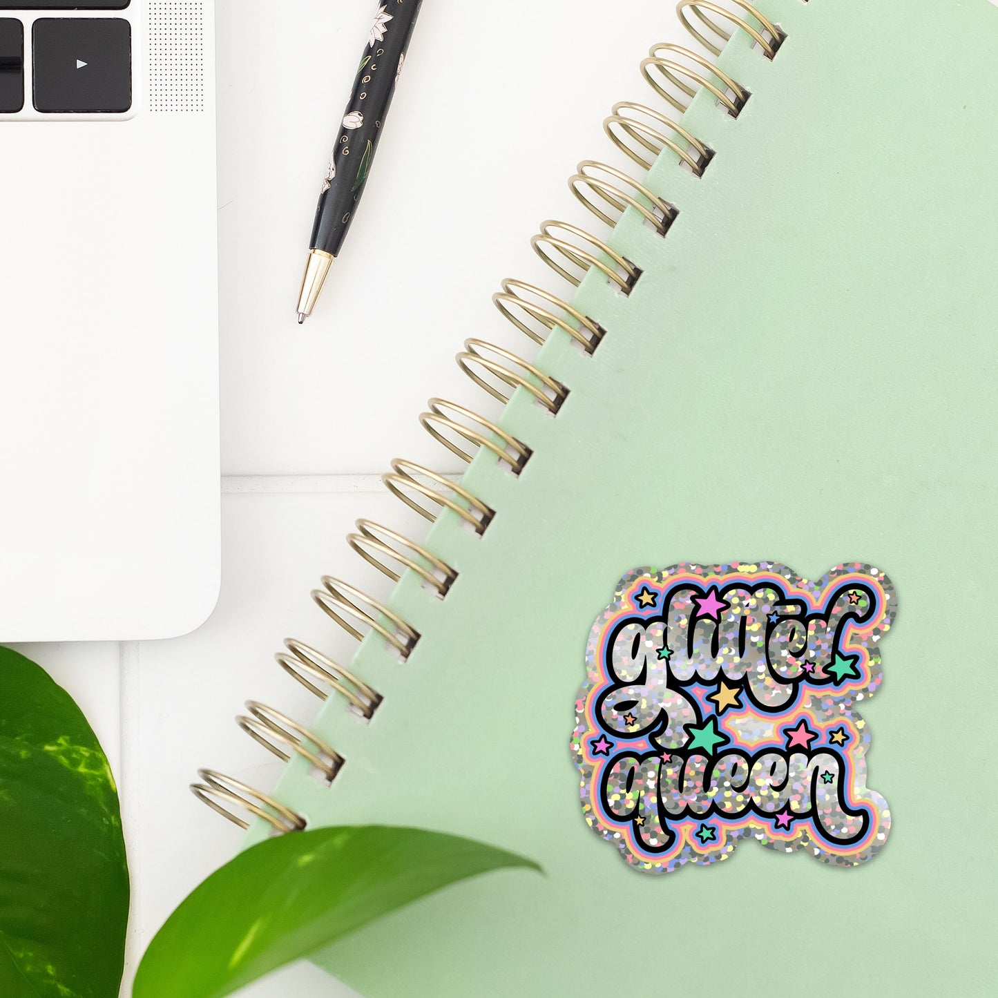 Glitter Queen Sticker- Tumbler sticker, decal, laptop sticker, water bottle sticker, stickers, waterproof, vinyl, aesthetic sticker, glitter
