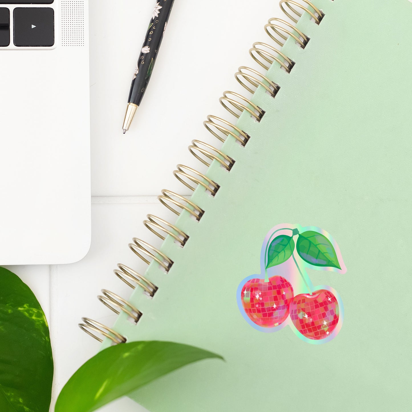 Disco Cherries Sticker- Tumbler sticker, decal, laptop sticker, water bottle sticker, stickers, waterproof, vinyl, aesthetic sticker, cherry