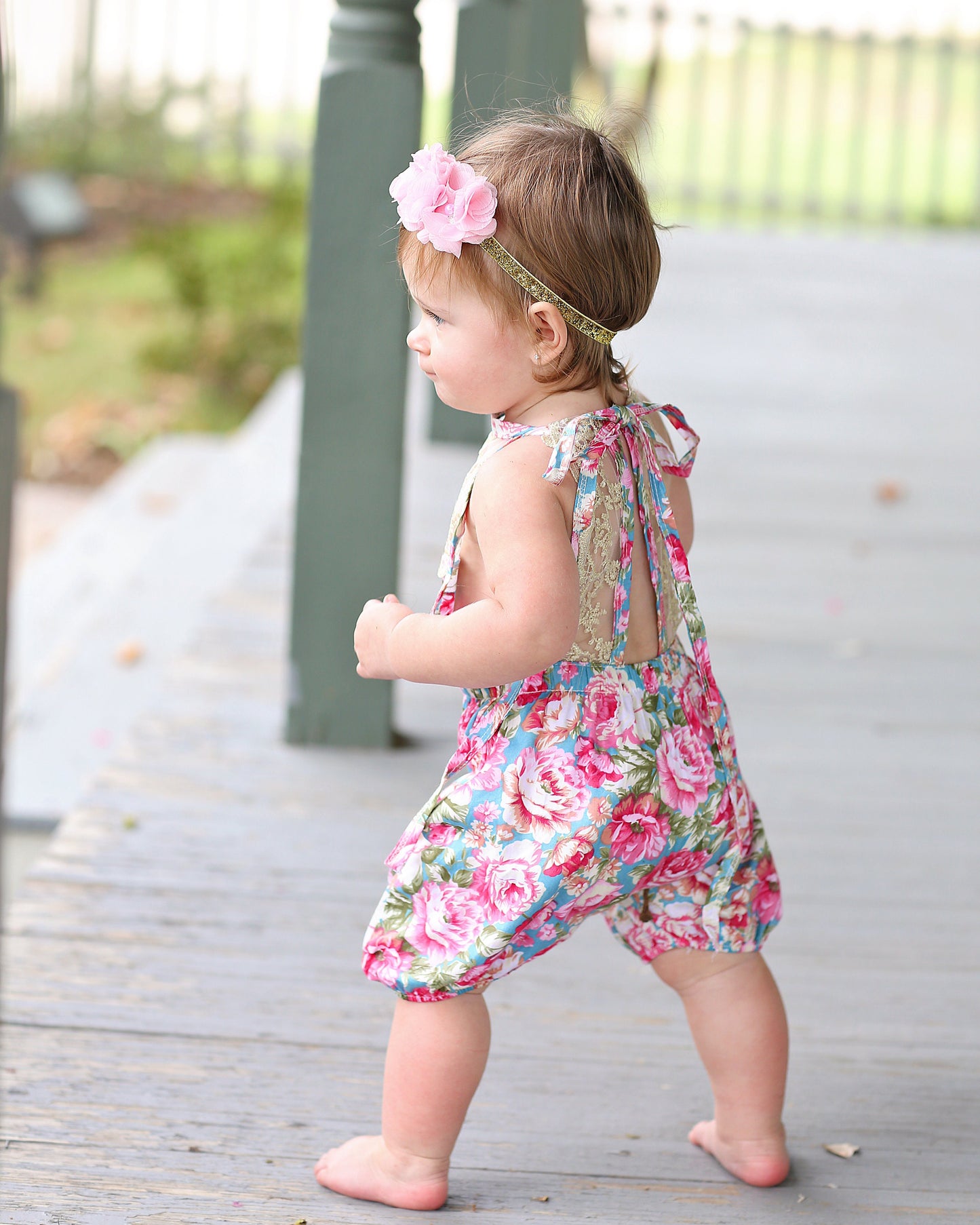 Teal Floral Baby Toddler Romper- Baby Gift, Toddler Romper, Baby Gift, Toddler Gift, Toddler Outfit, Baby Outfit, Girl Birthday Gift, Baby