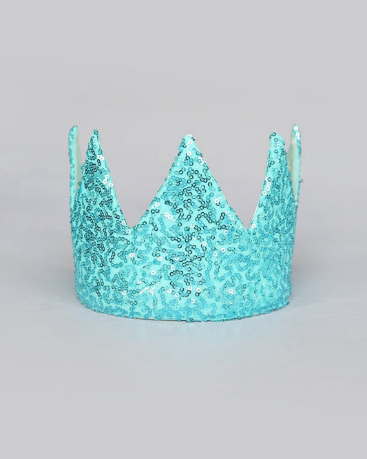 Dress Up Crown - Sequin Crown - Birthday Crown - Aqua Sequin Crown Reverse Aqua White Stars - Fits all